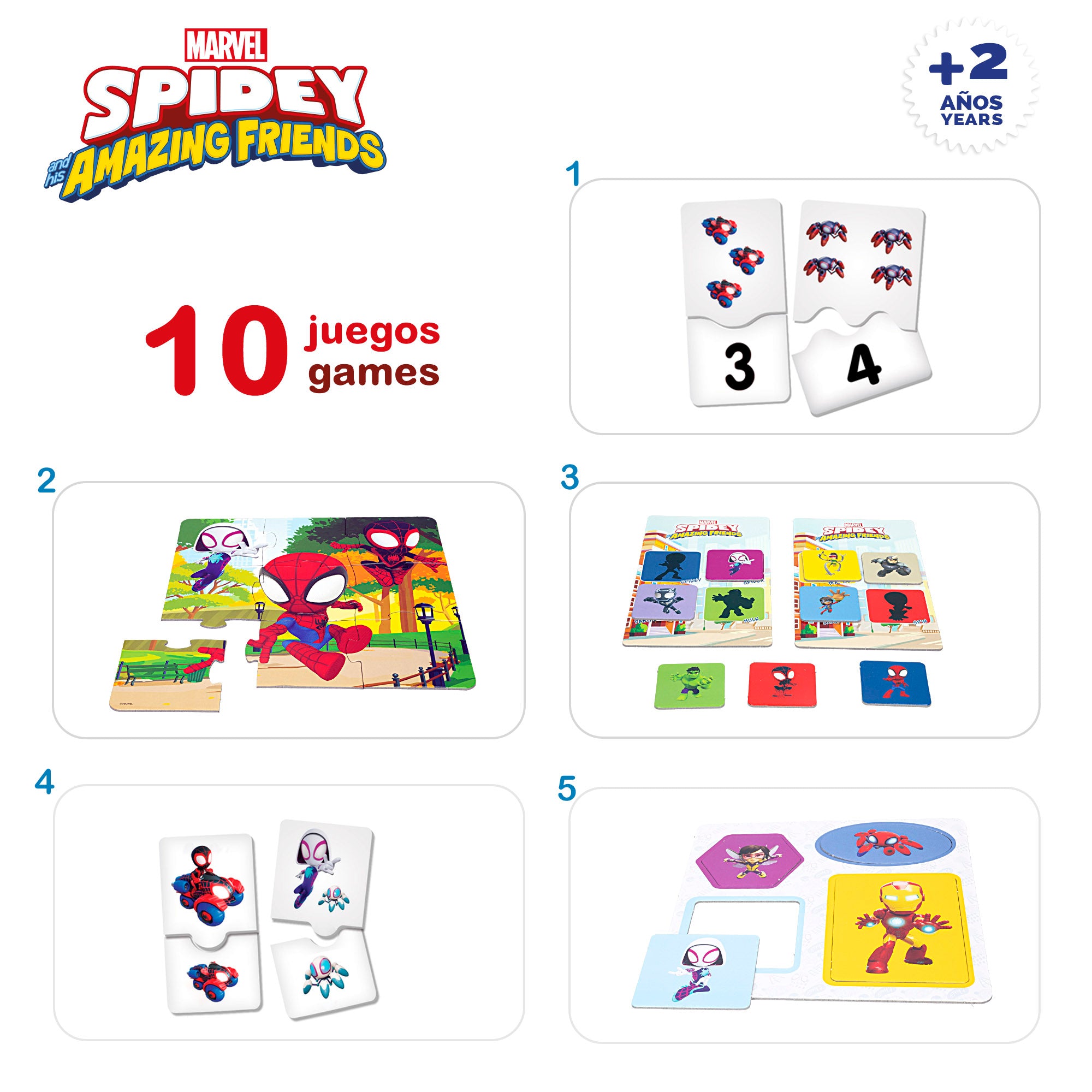 Spidey y su superequipo Juegos de mesa 10 en 1