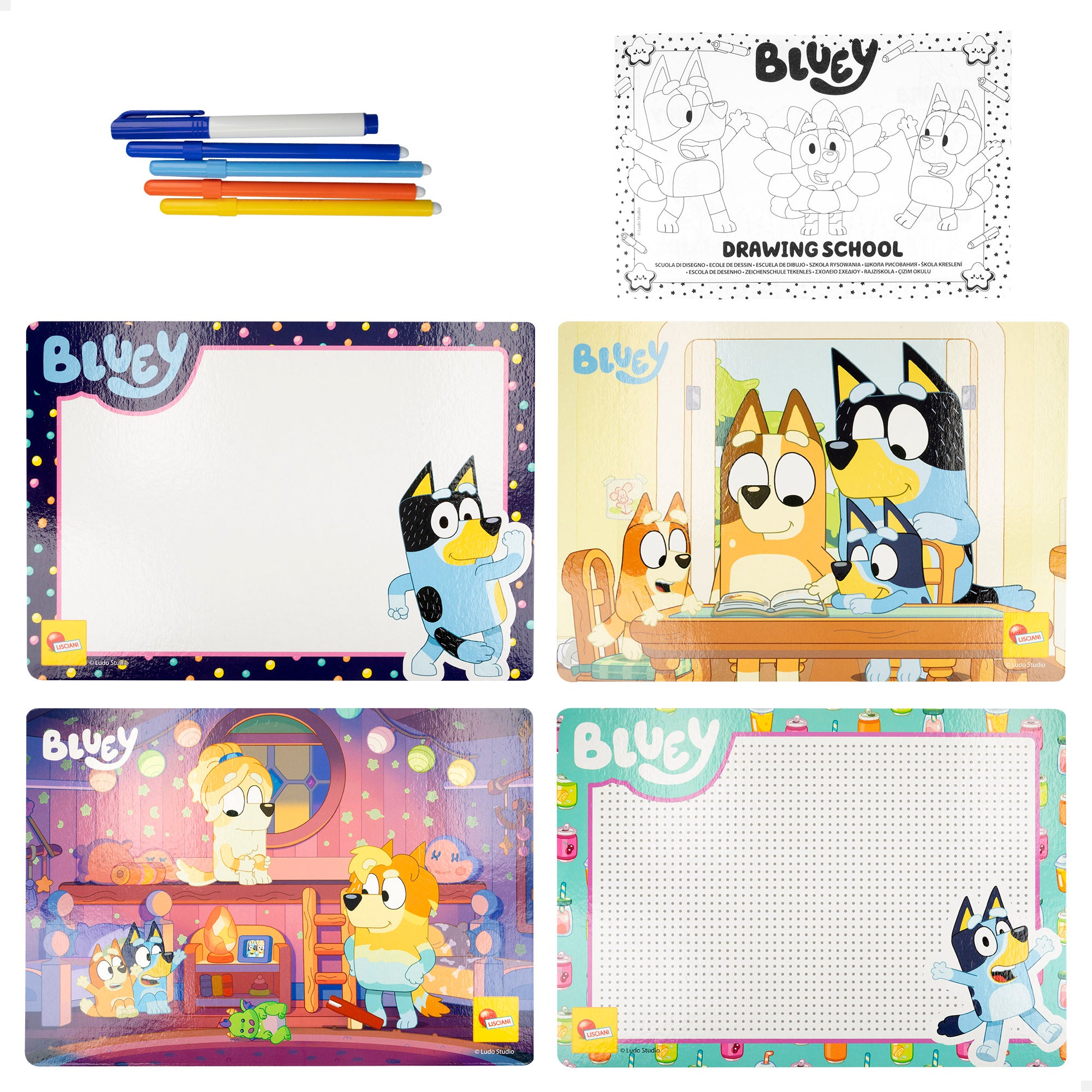 Bluey Escuela de dibujo Bluey con personajes para colorear