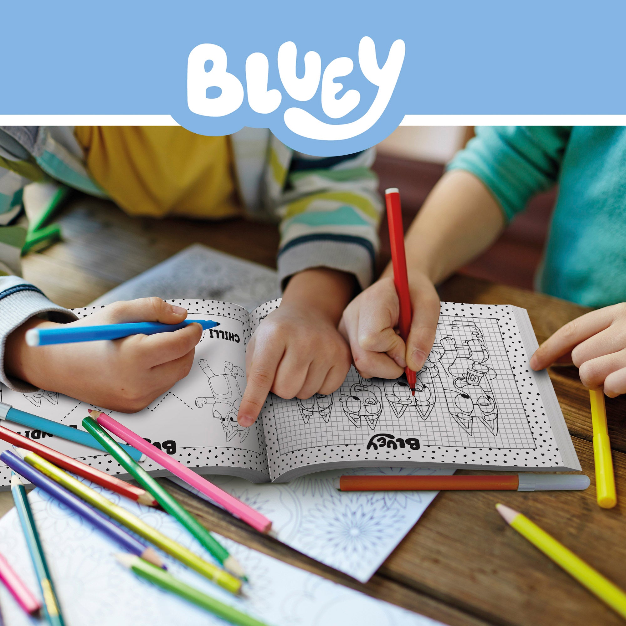 Bluey Escuela de dibujo Bluey con personajes para colorear