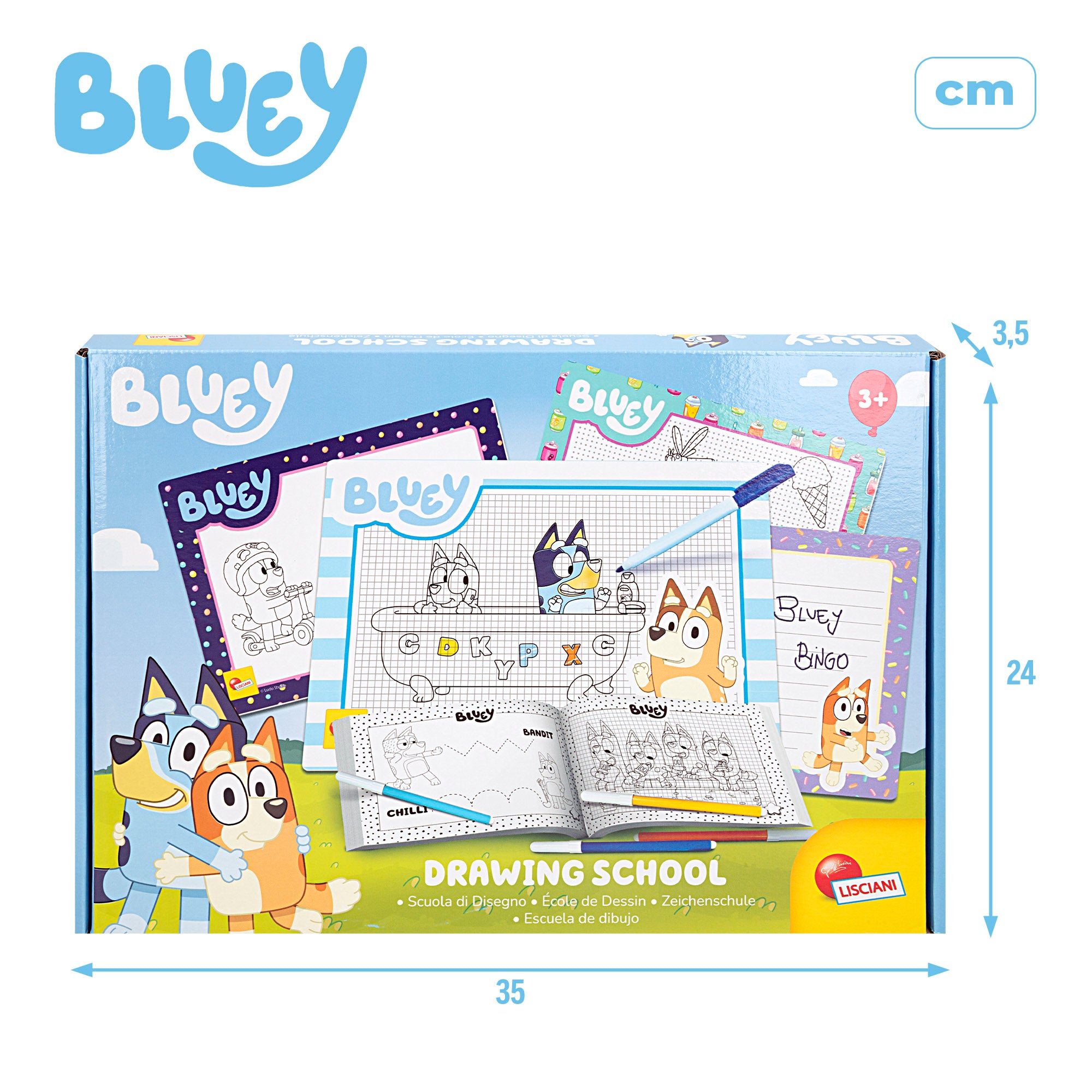Bluey Escuela de dibujo Bluey con personajes para colorear