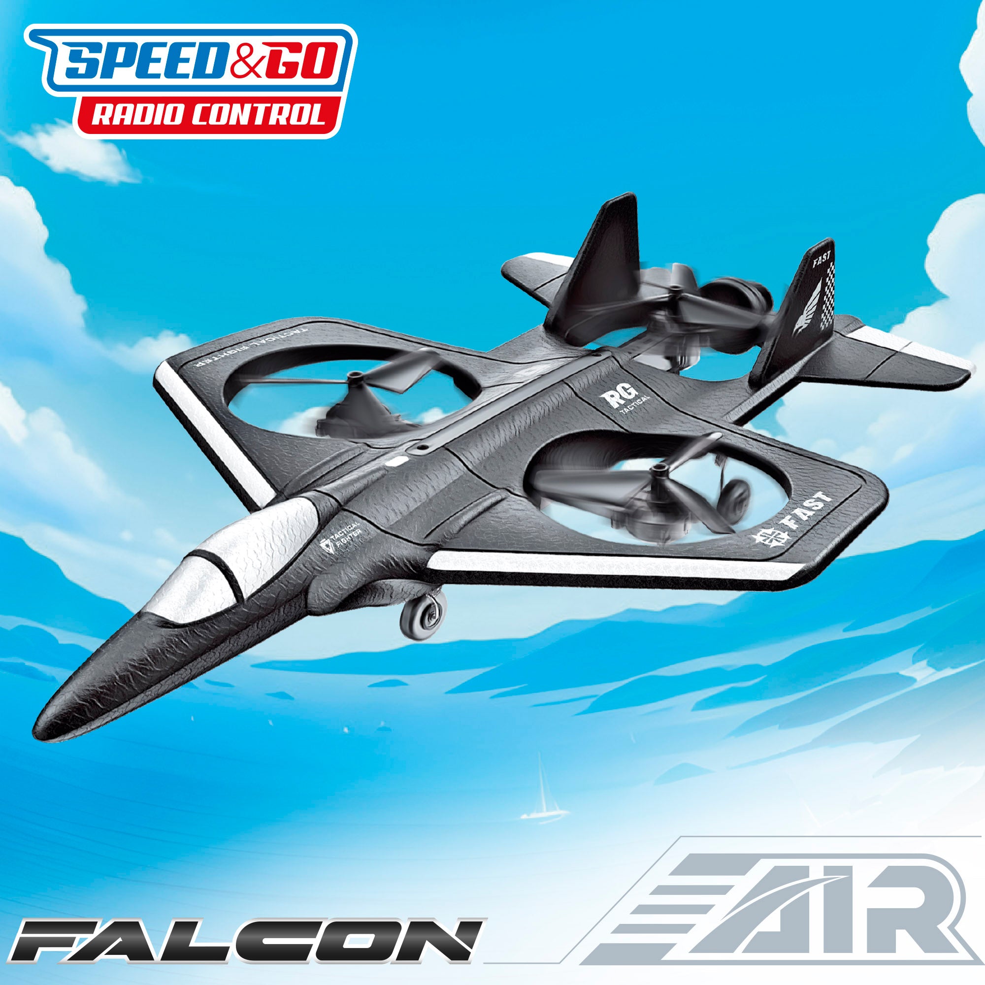 Drone juguete teledirigido de combate giro 360º con giroscopio 36 cm Falcon Speed & Go