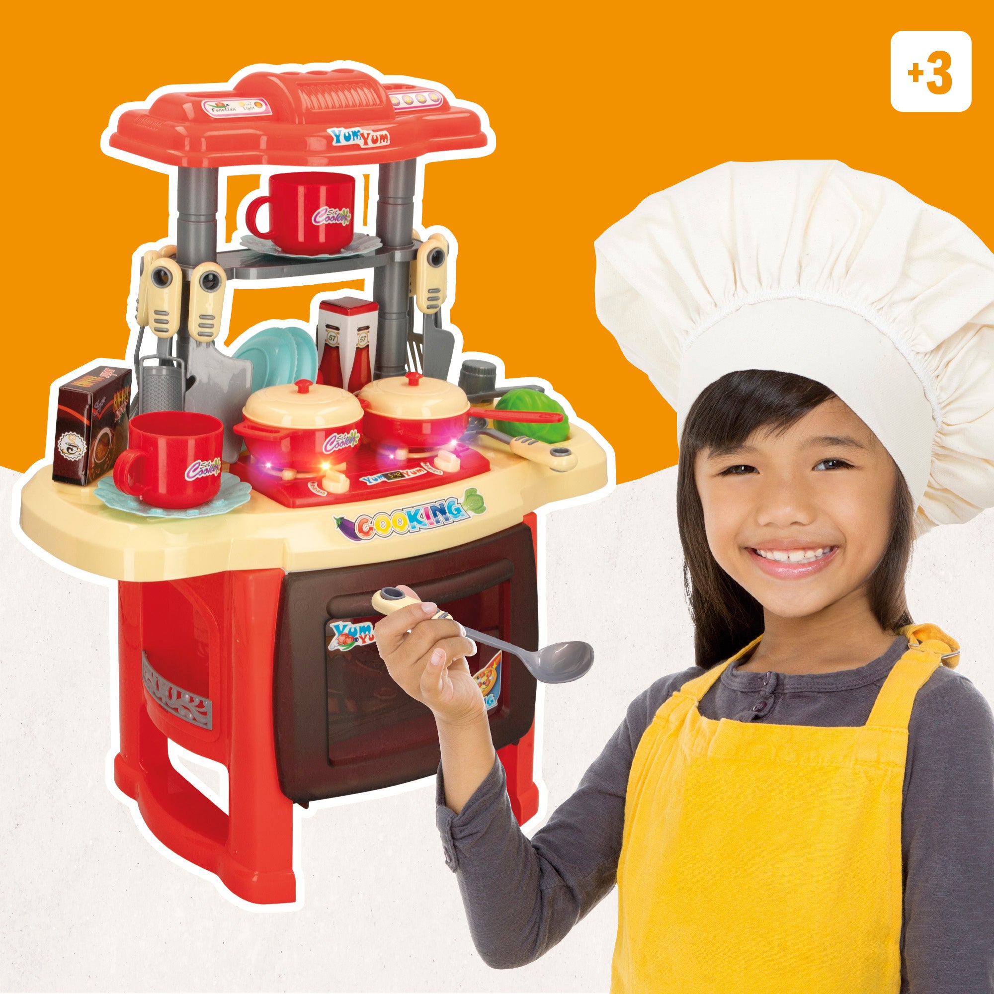 Mini cocinita eléctrica con luz y sonido y 20 accesorios My colors