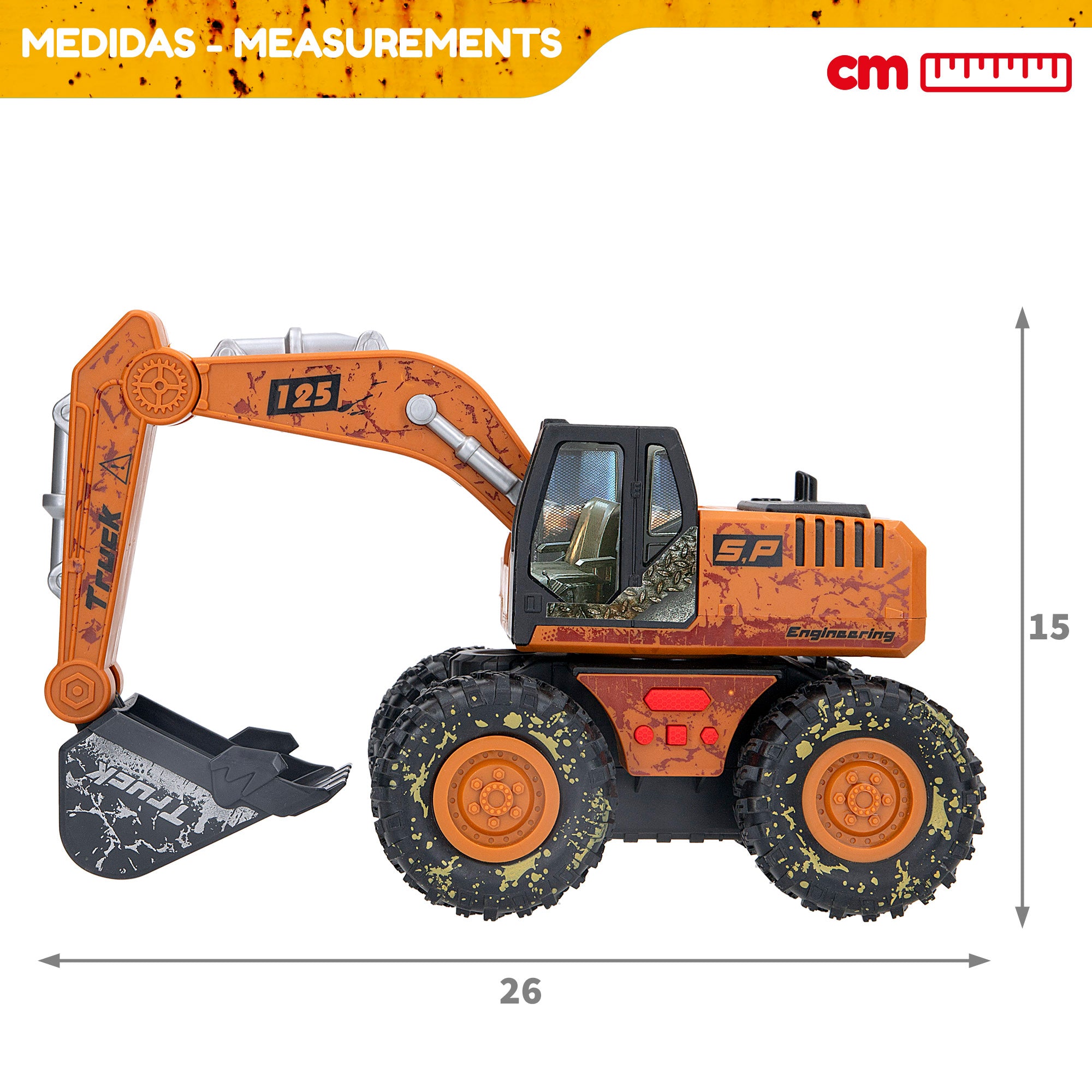 Excavadora juguete 26 cm con luz y sonido Speed & Go