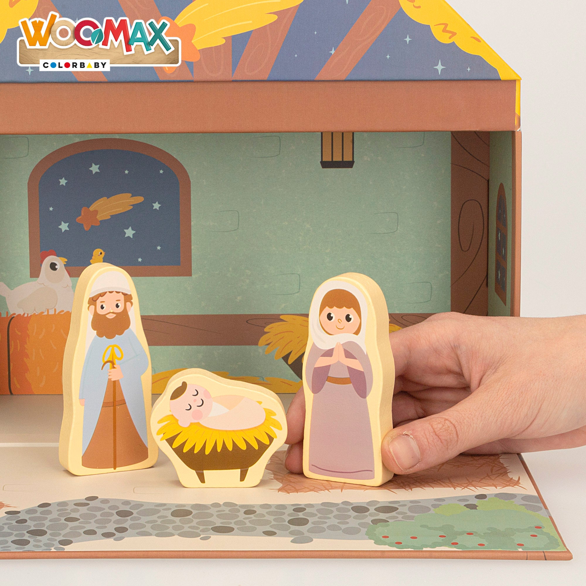 WOOMAX Belén de madera 15 piezas