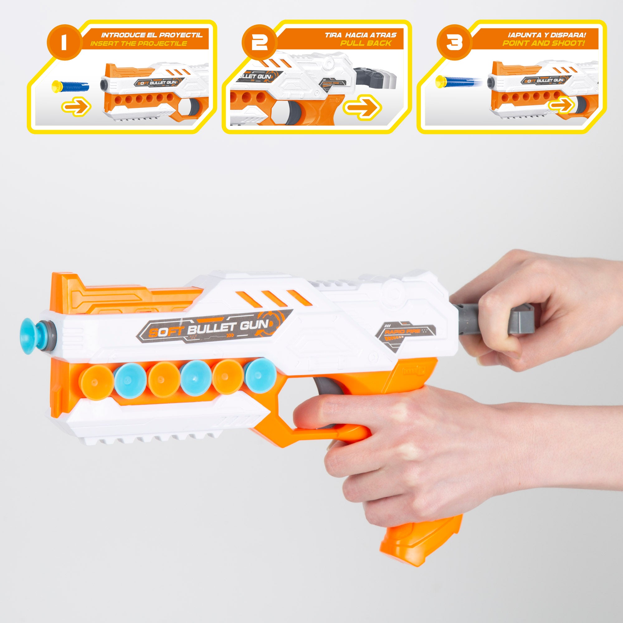 Pistola de juguete con 12 dardos y diana Speed Shoot Warriors