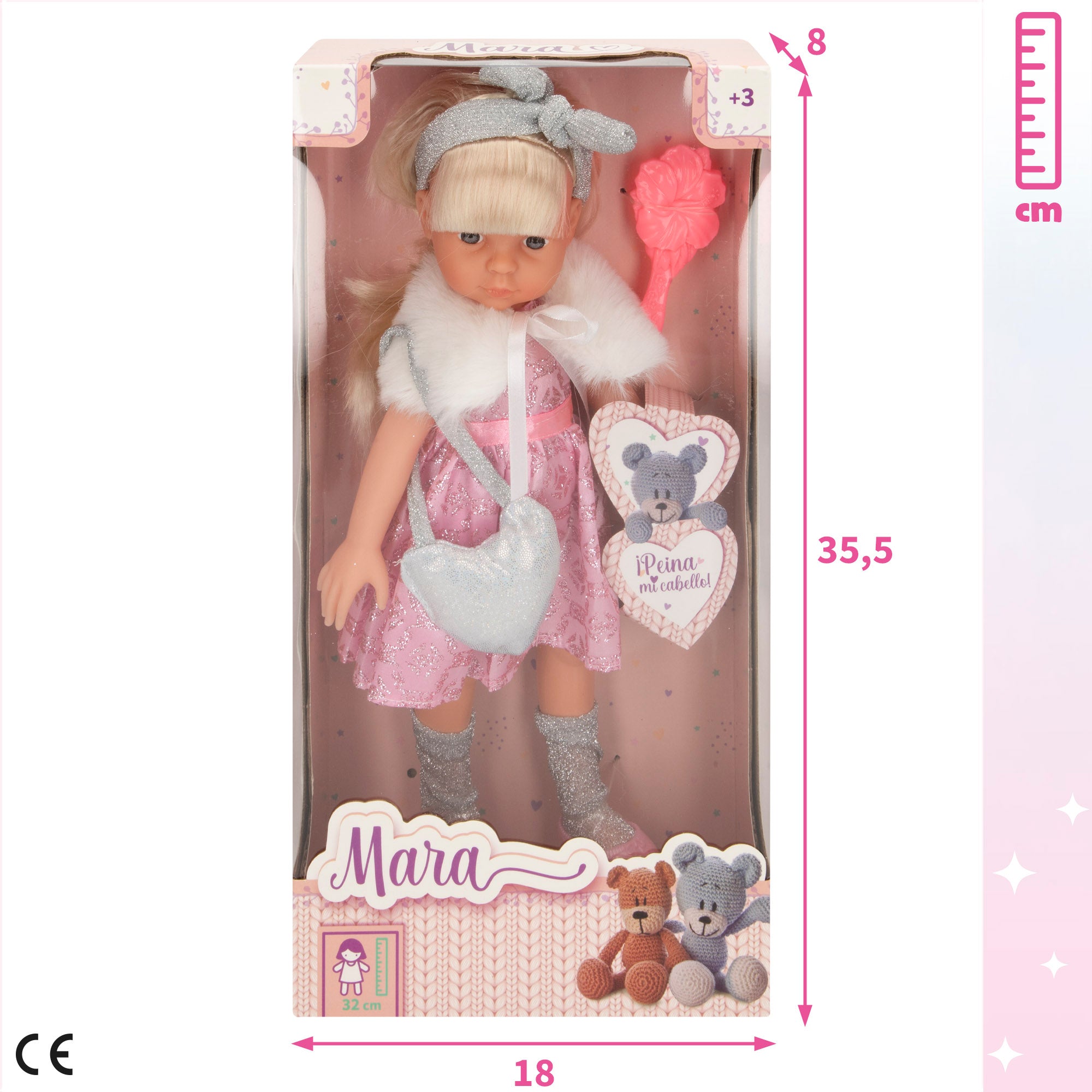 Muñeca 32 cm con peine y accesorios Mara