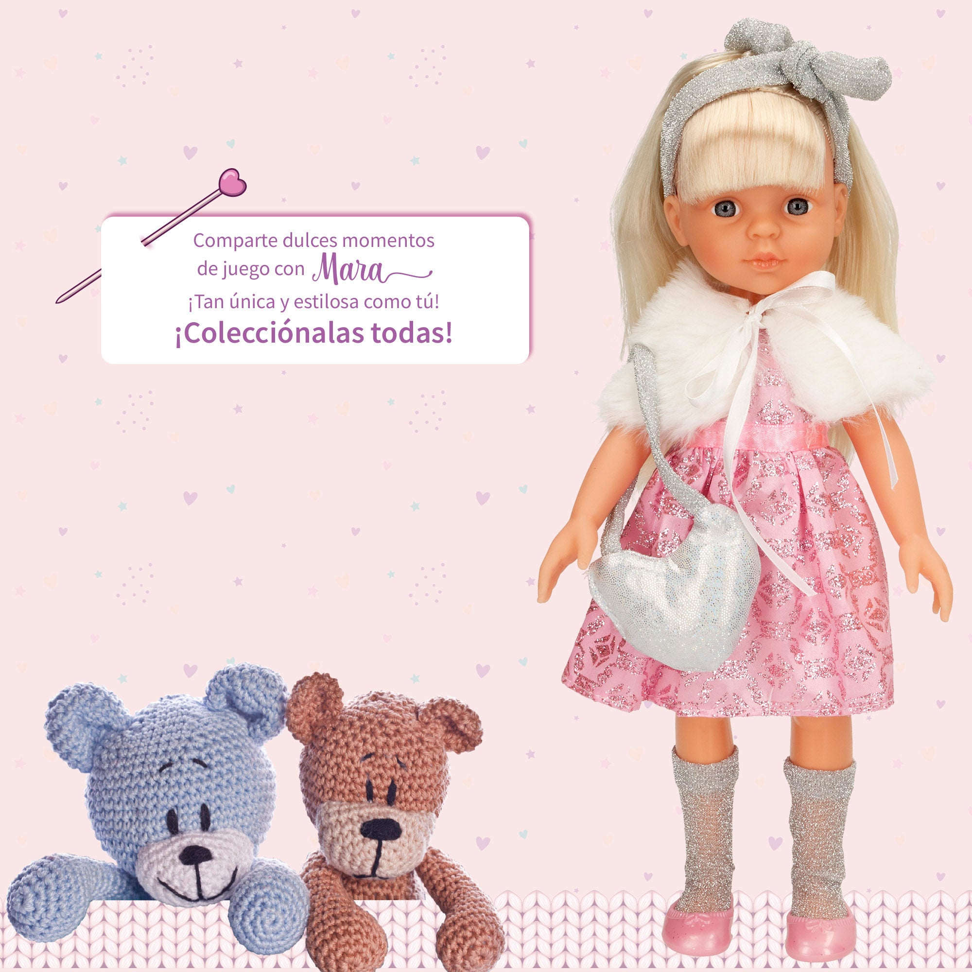 Muñeca 32 cm con peine y accesorios Mara