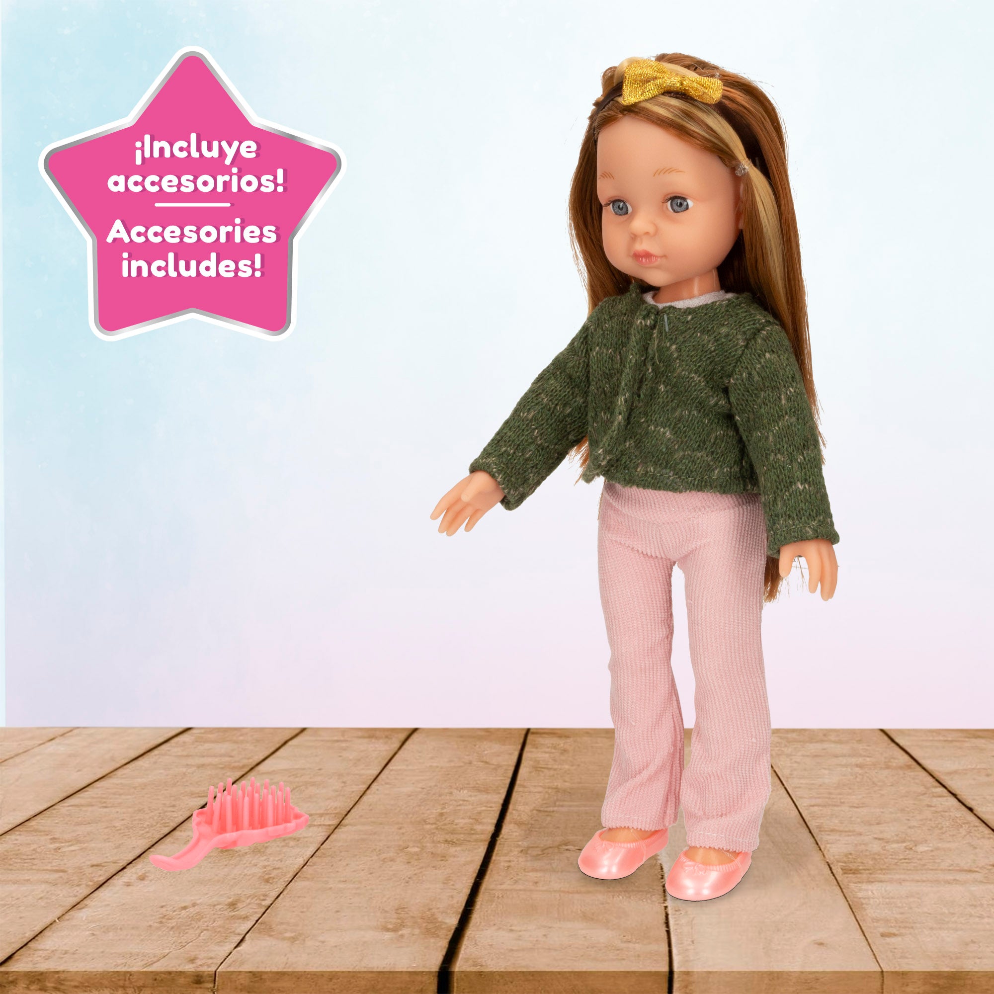 Muñeca 32 cm con peine Mara