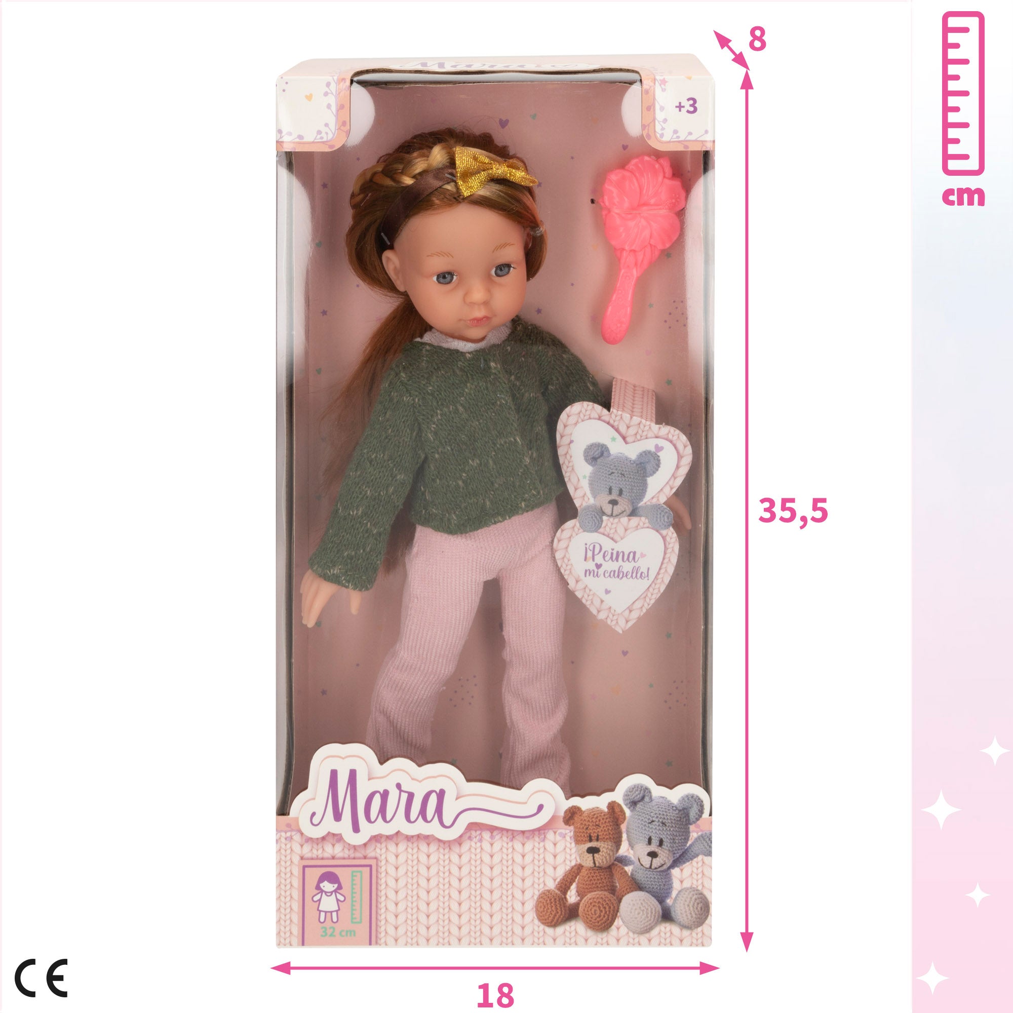 Muñeca 32 cm con peine Mara