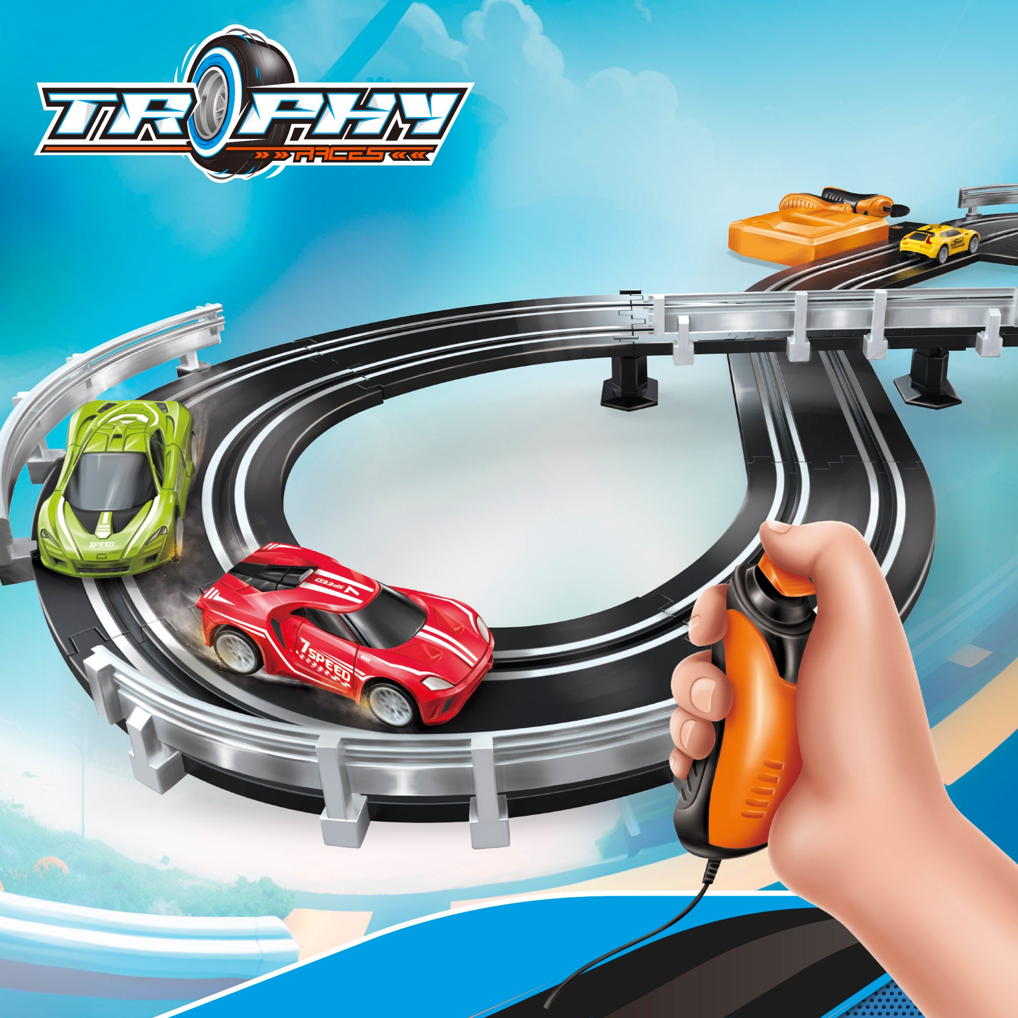 Pista de carreras magnética con 2 coches y 2 mandos progresivos Speed & Go