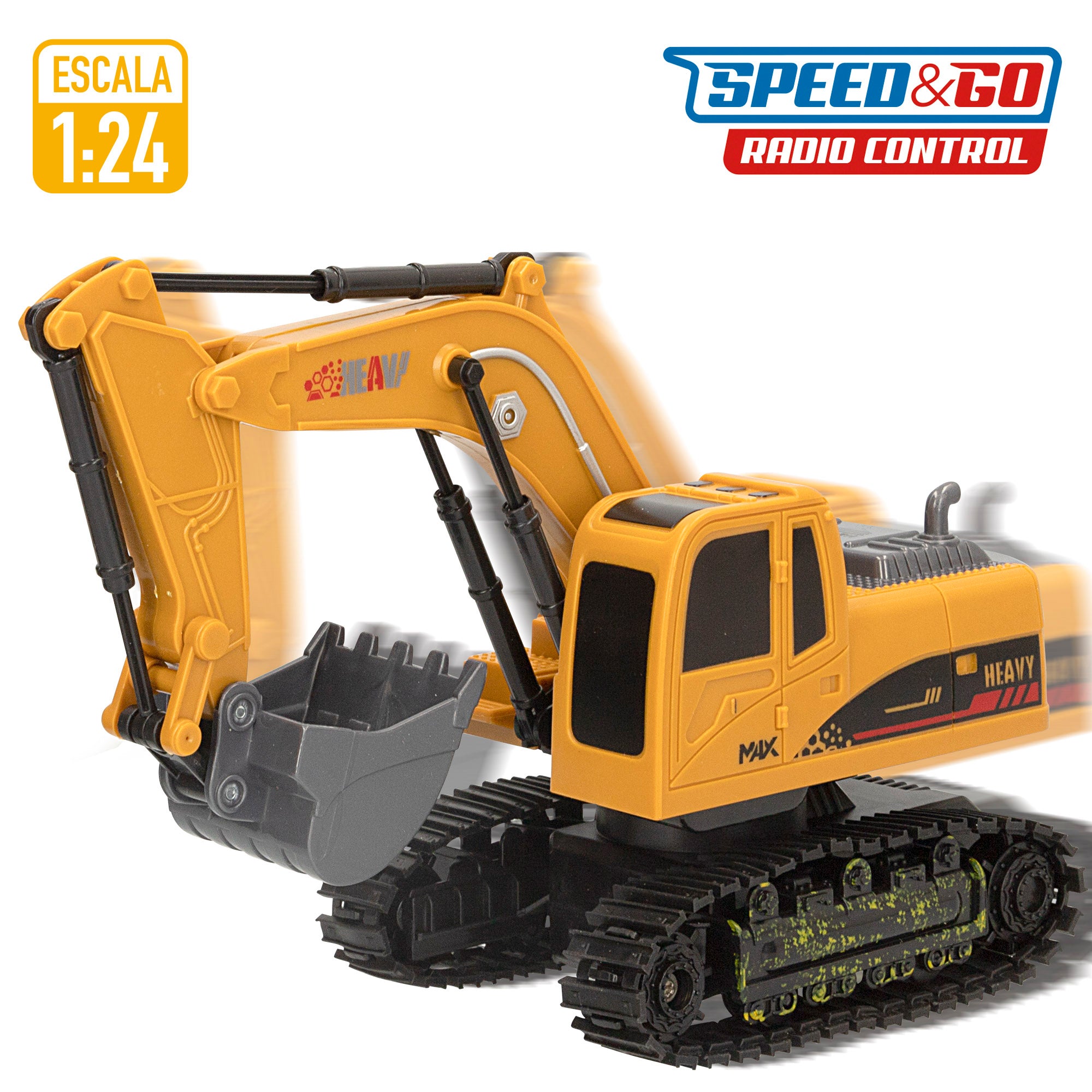 Excavadora teledirigida 1:24 con luz y giro 360º Speed & Go