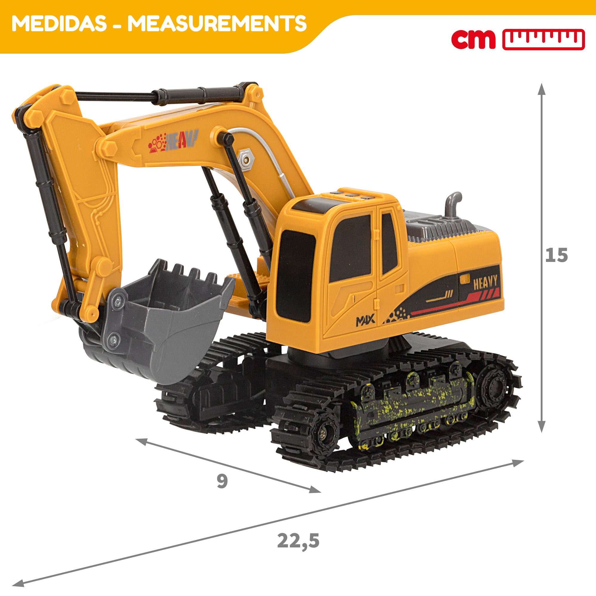 Excavadora teledirigida 1:24 con luz y giro 360º Speed & Go