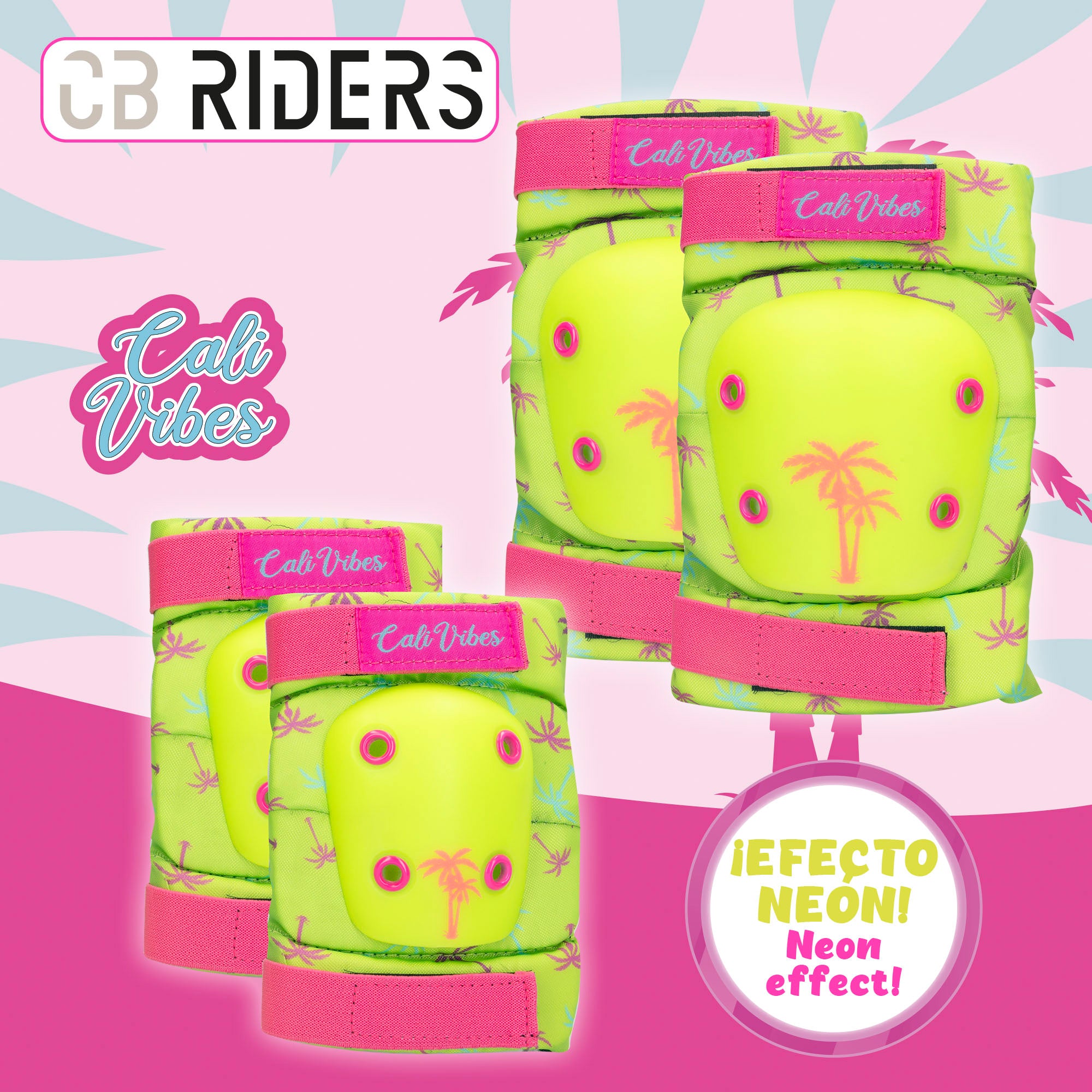 Set casco, coderas y rodilleras amarillo neón CB Riders
