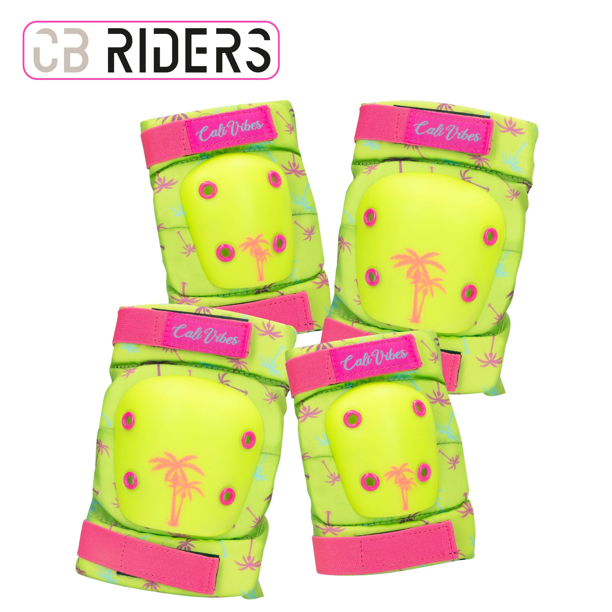 Set casco, coderas y rodilleras amarillo neón CB Riders