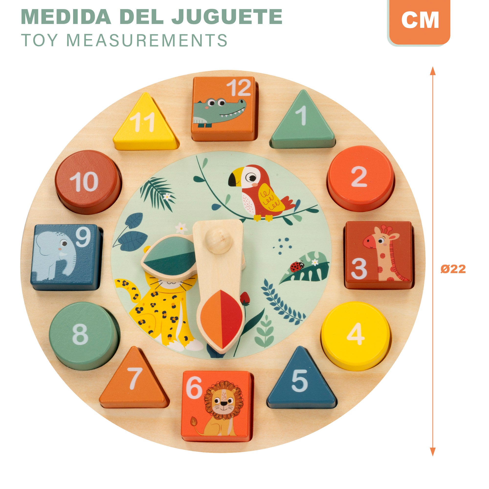 WOOMAX Zookabee Reloj educativo animales madera