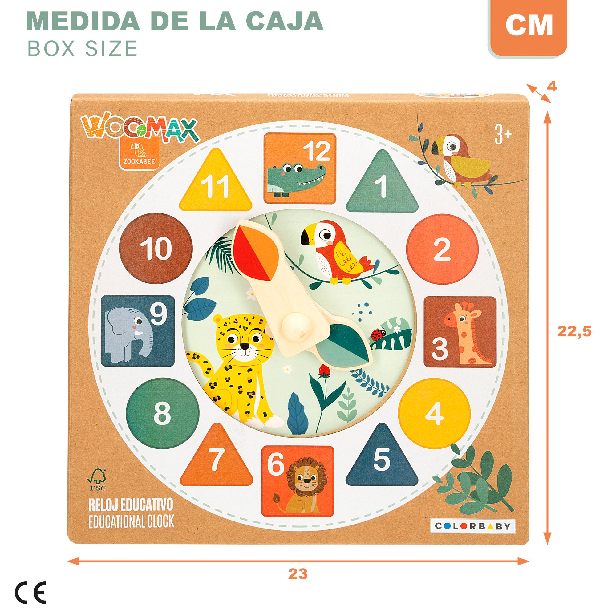 WOOMAX Zookabee Reloj educativo animales madera