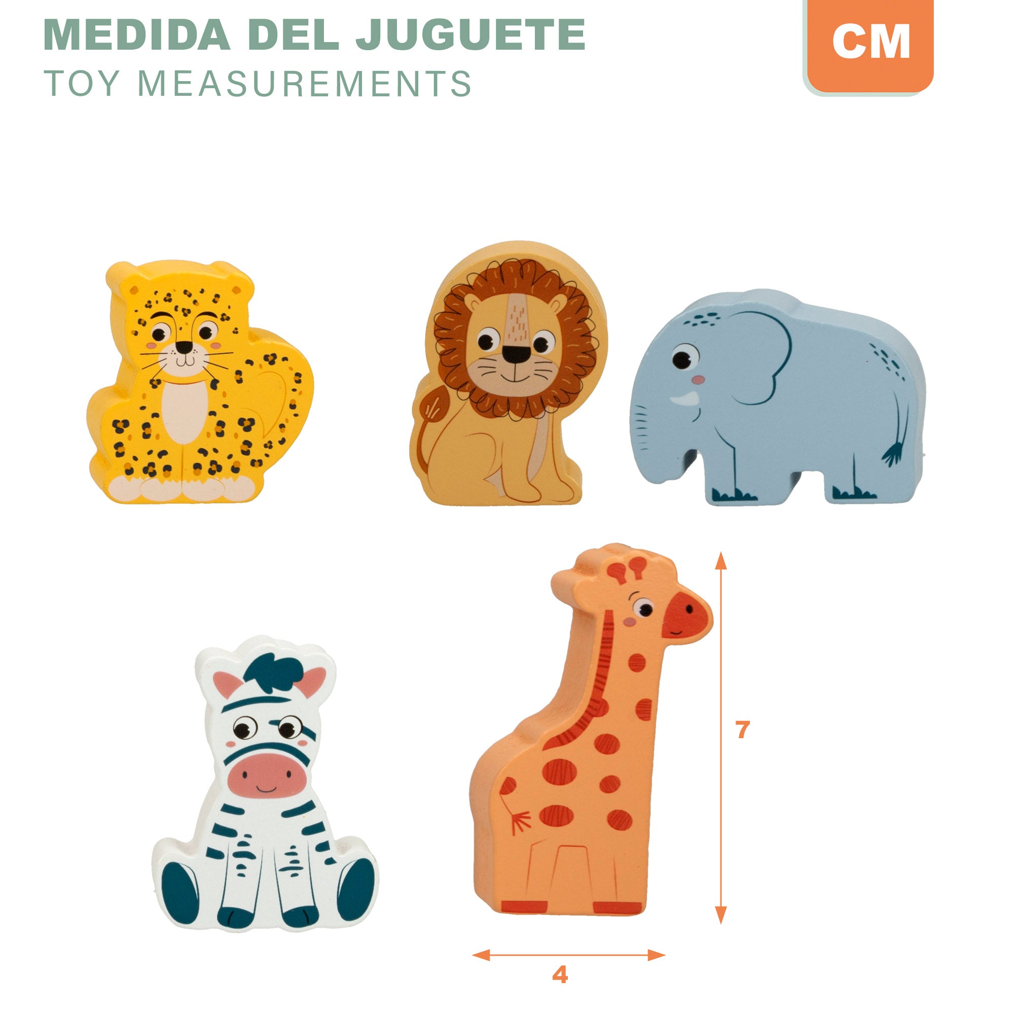 WOOMAX Zookabee Juego de bloques de madera animales de la selva 28 piezas