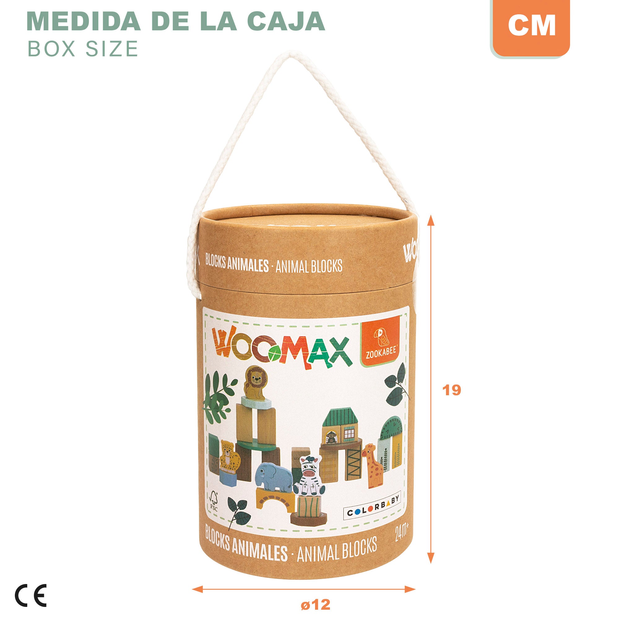 WOOMAX Zookabee Juego de bloques de madera animales de la selva 28 piezas