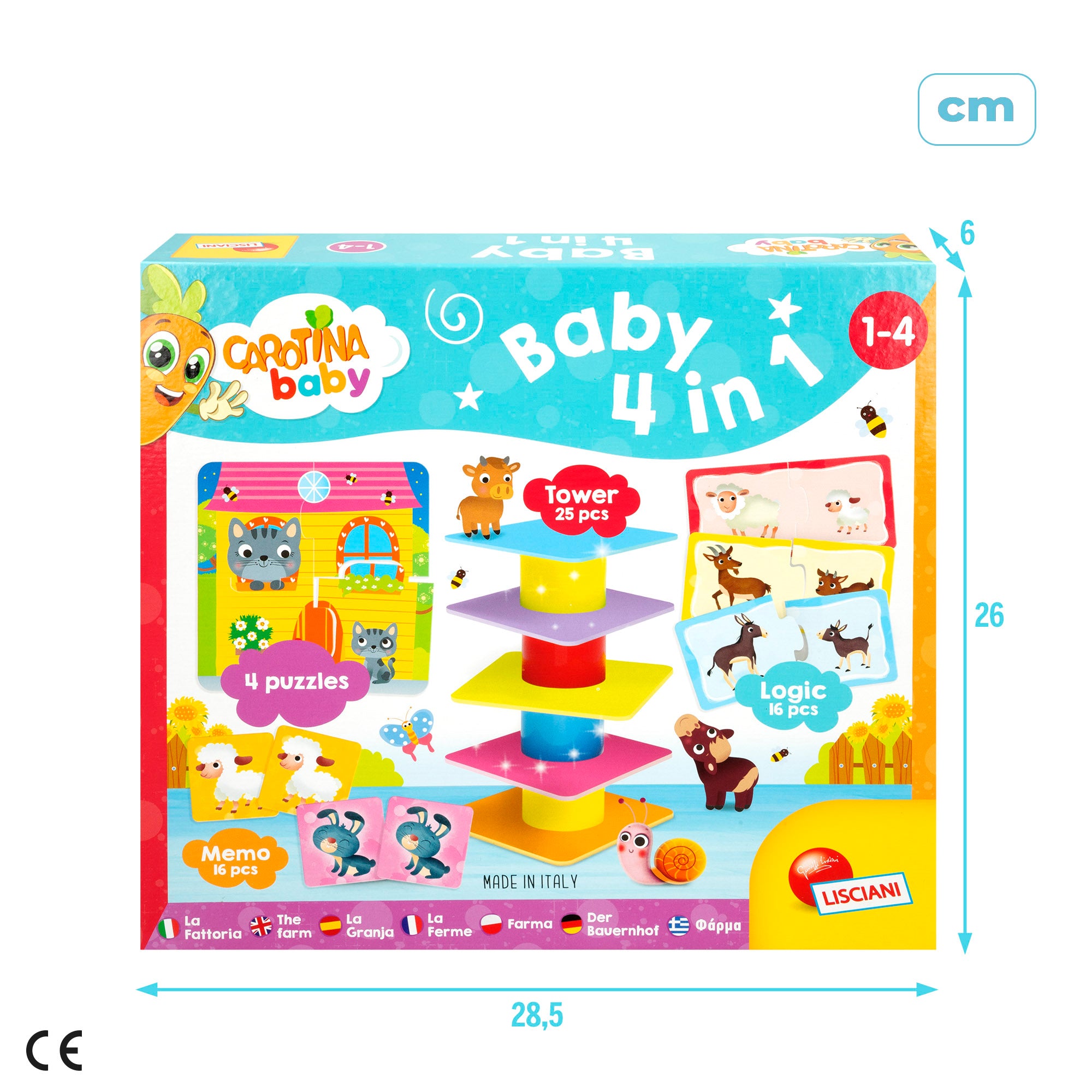 Lisciani 4-em-1 Jogos de Tabuleiro Carotina Baby