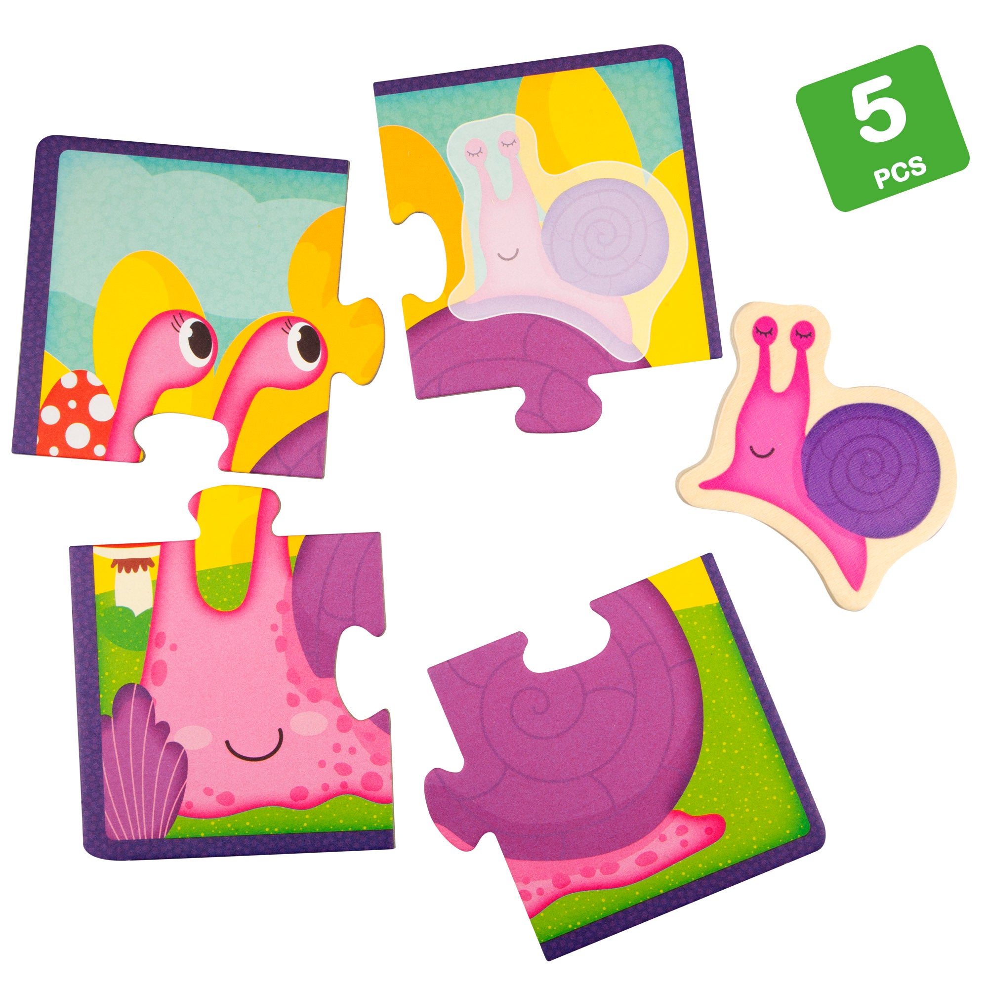 Montessori Lisciani 4 Puzzles animales 4 piezas con 4 animales de madera