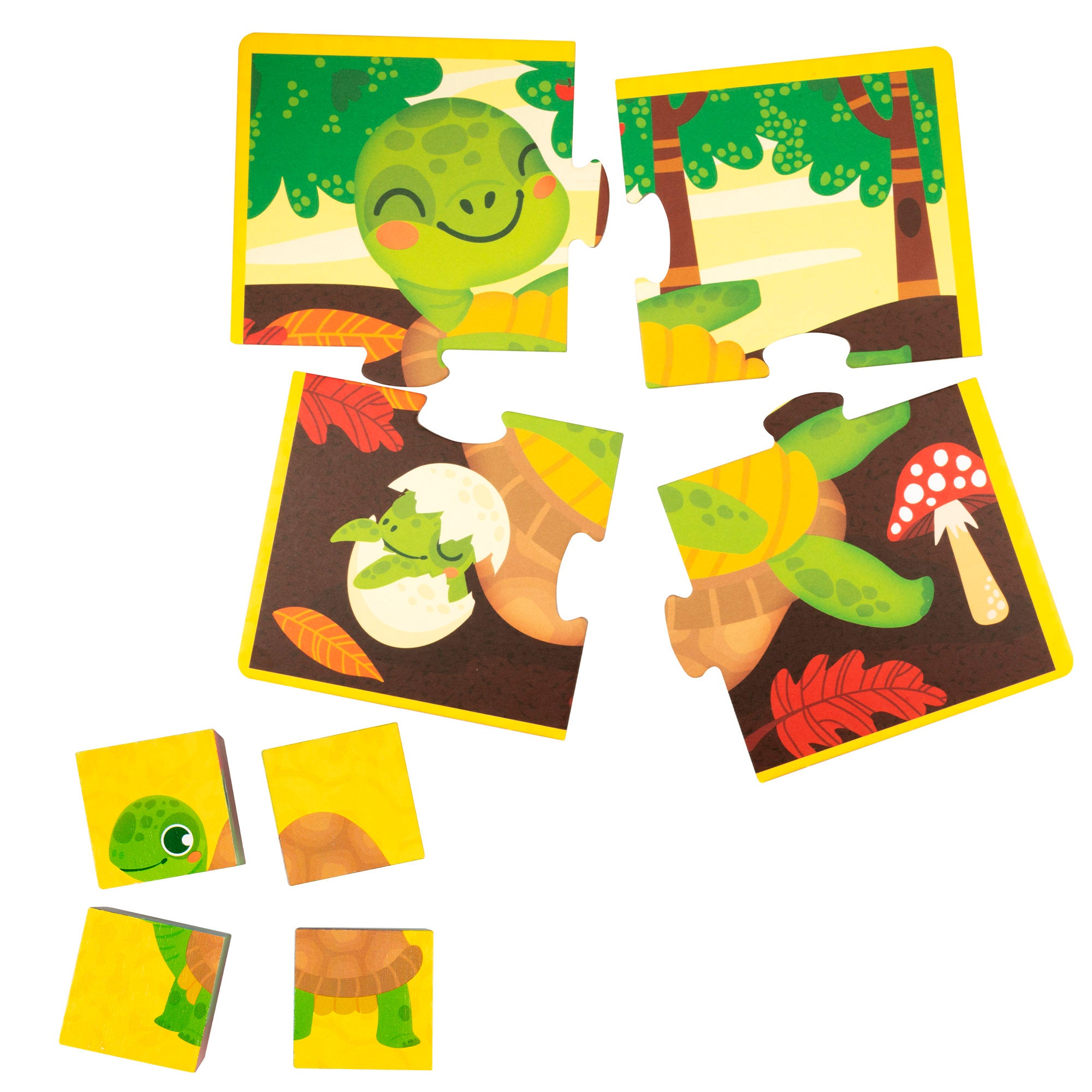 Montessori Lisciani 6 Puzzles animales 4 piezas con 4 cubos madera