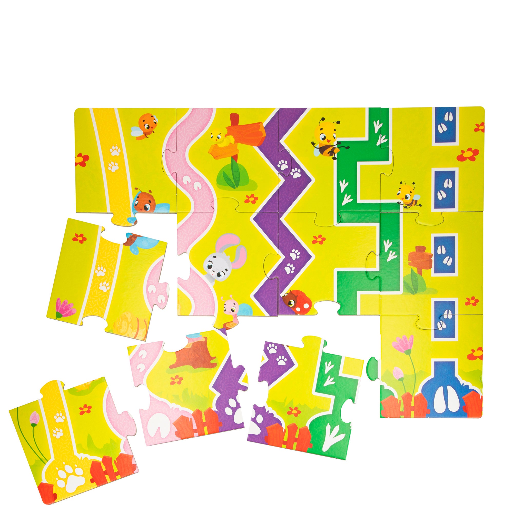 Montessori Lisciani Puzzle granja 12 piezas con 5 animales madera y 5 casas 3D