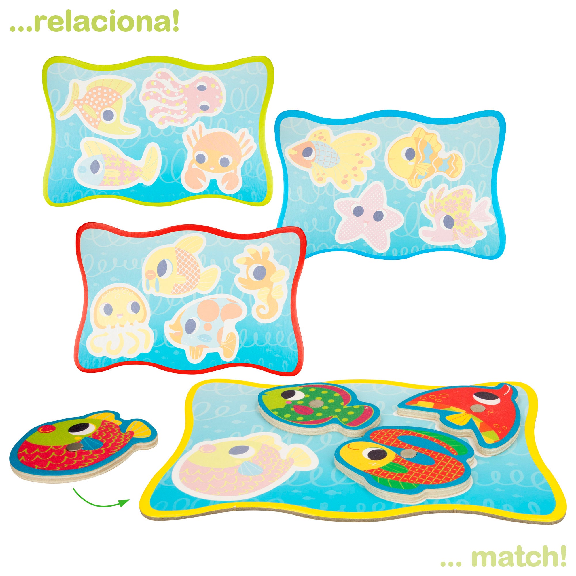 Montessori Lisciani Juego de pesca magnético de madera 32 piezas