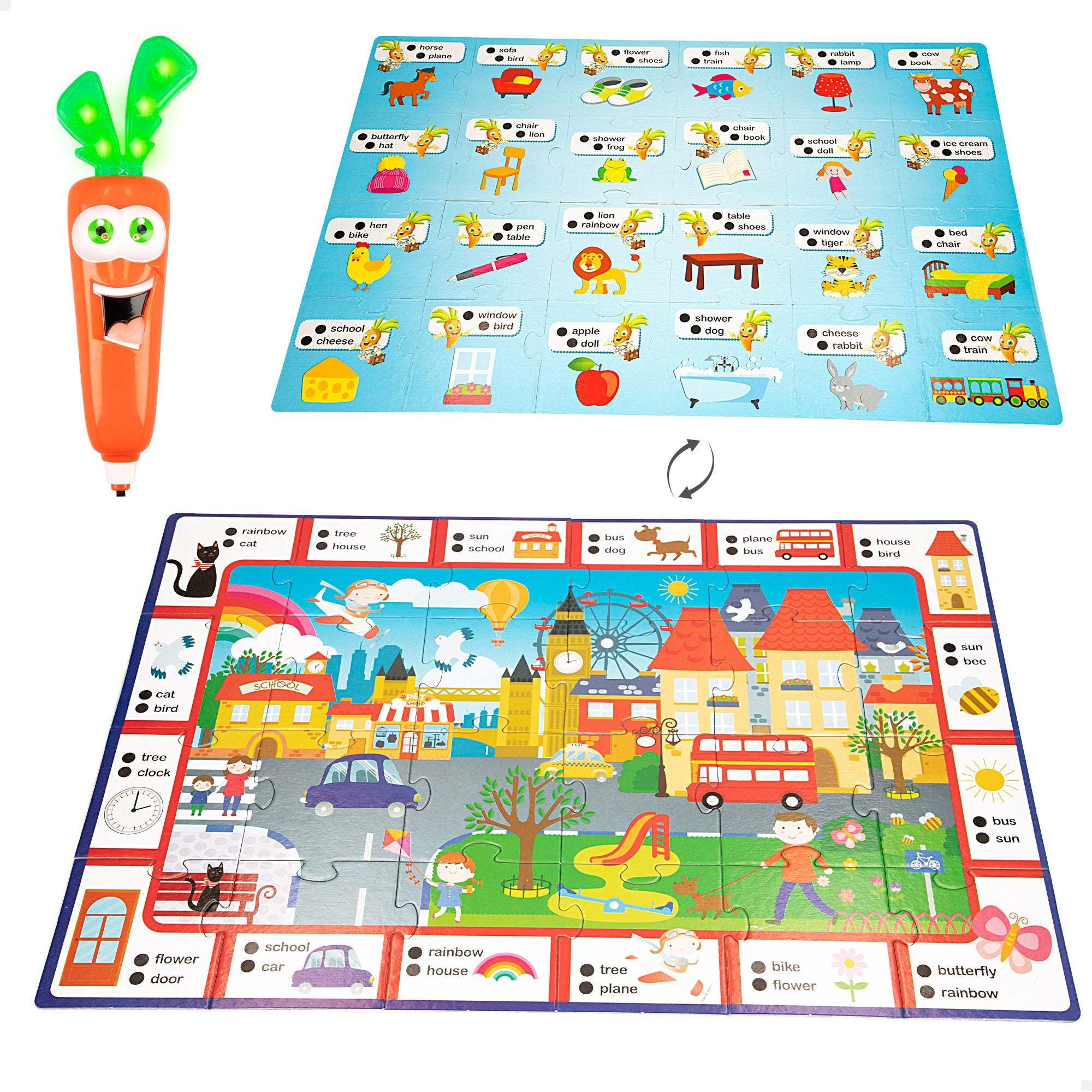 Lisciani Juego de mesa aprende inglés 2 en 1 con bolígrafo parlante Carotina