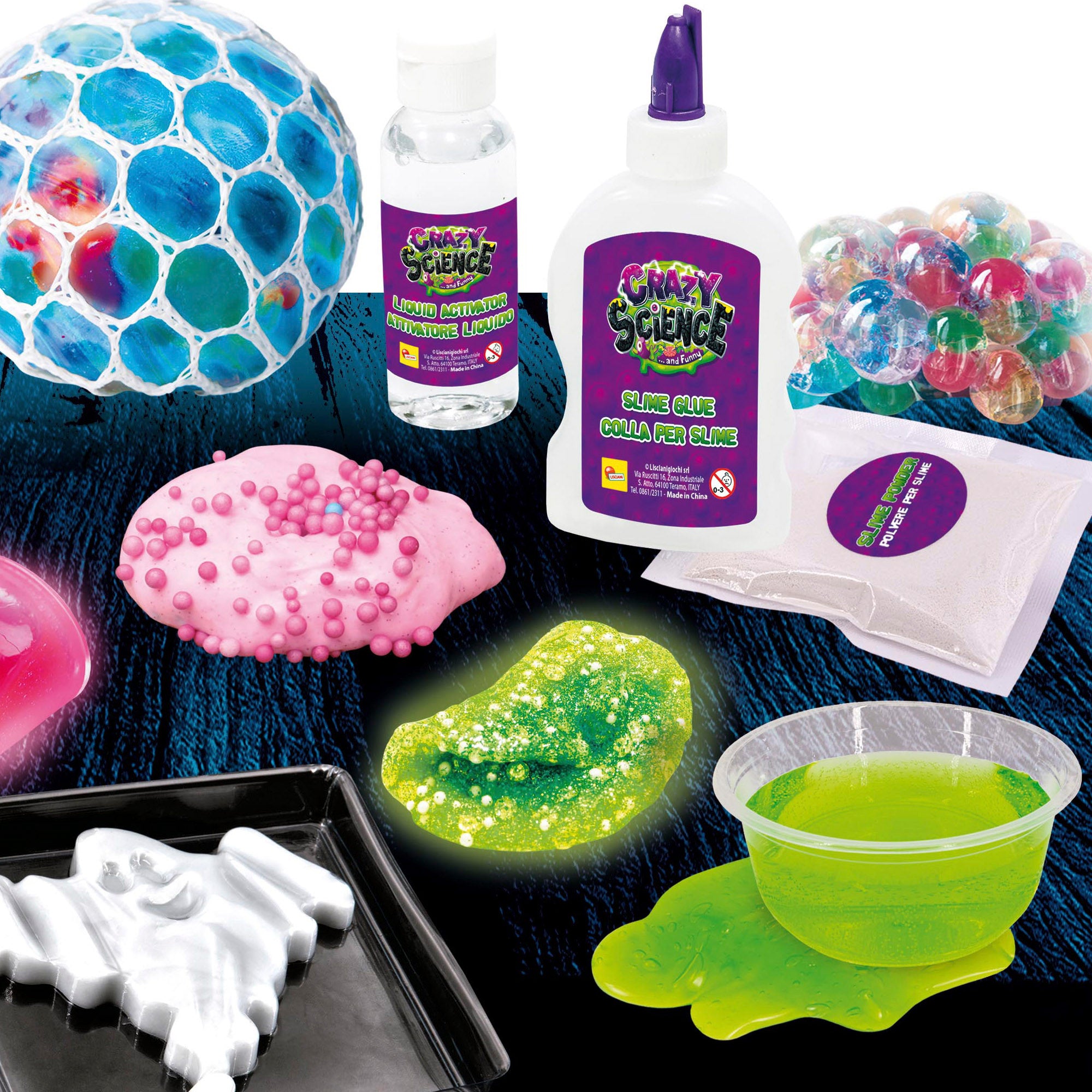 Lisciani Juegos de slime con 50 experimentos científicos fosforescentes Crazy Science
