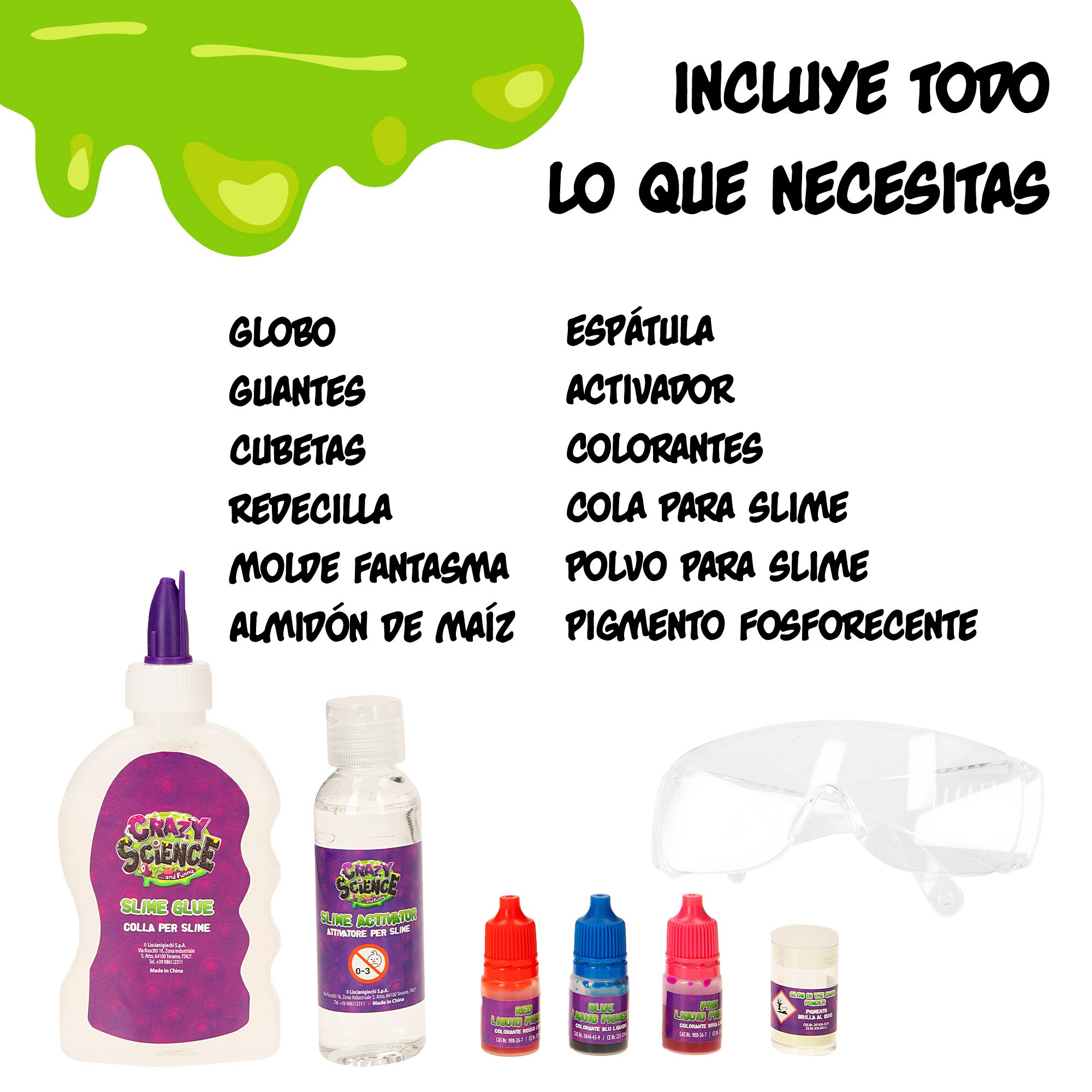 Lisciani Juegos de slime con 50 experimentos científicos fosforescentes Crazy Science