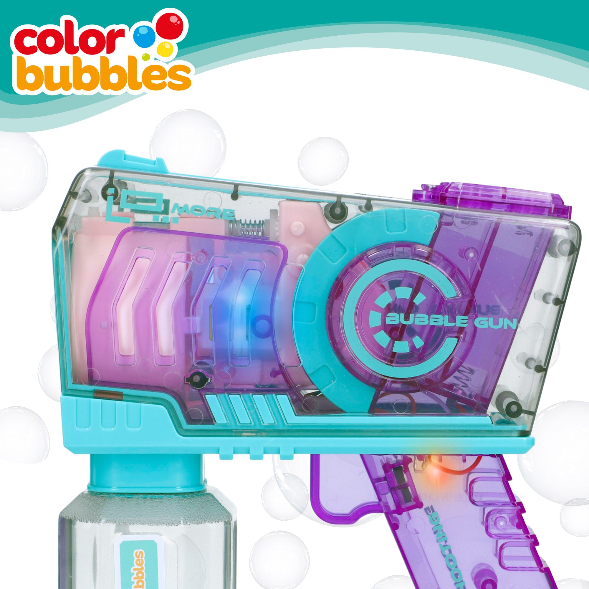 Pistola de pompas de jabón recargable 16 cm Color Bubbles
