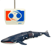 Baleia de brinquedo com controlo remoto, barco de corrida de 20 cm