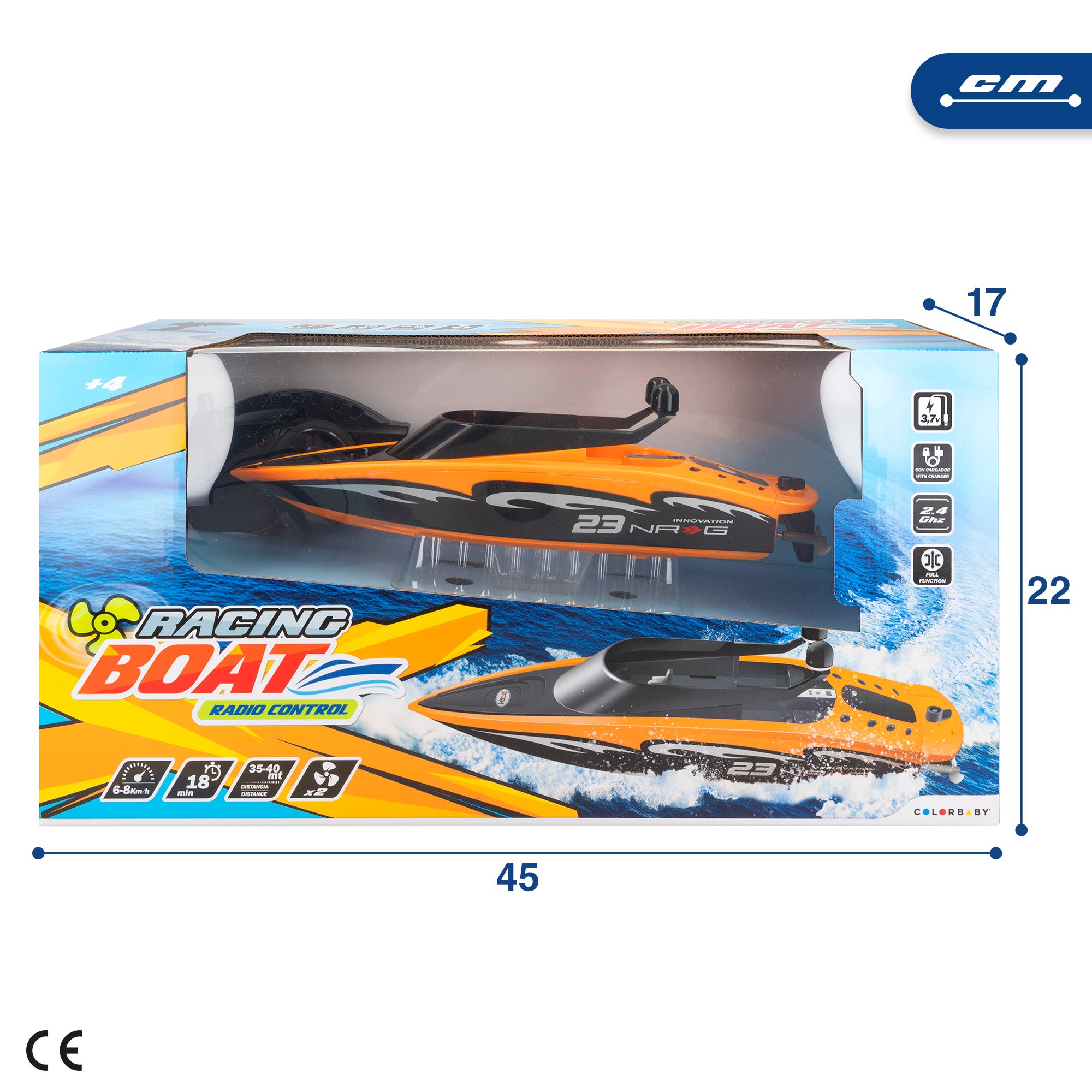 Lancha de corrida de 31 cm com comando à distância