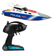 Barco de corrida policial de 36 cm com comando