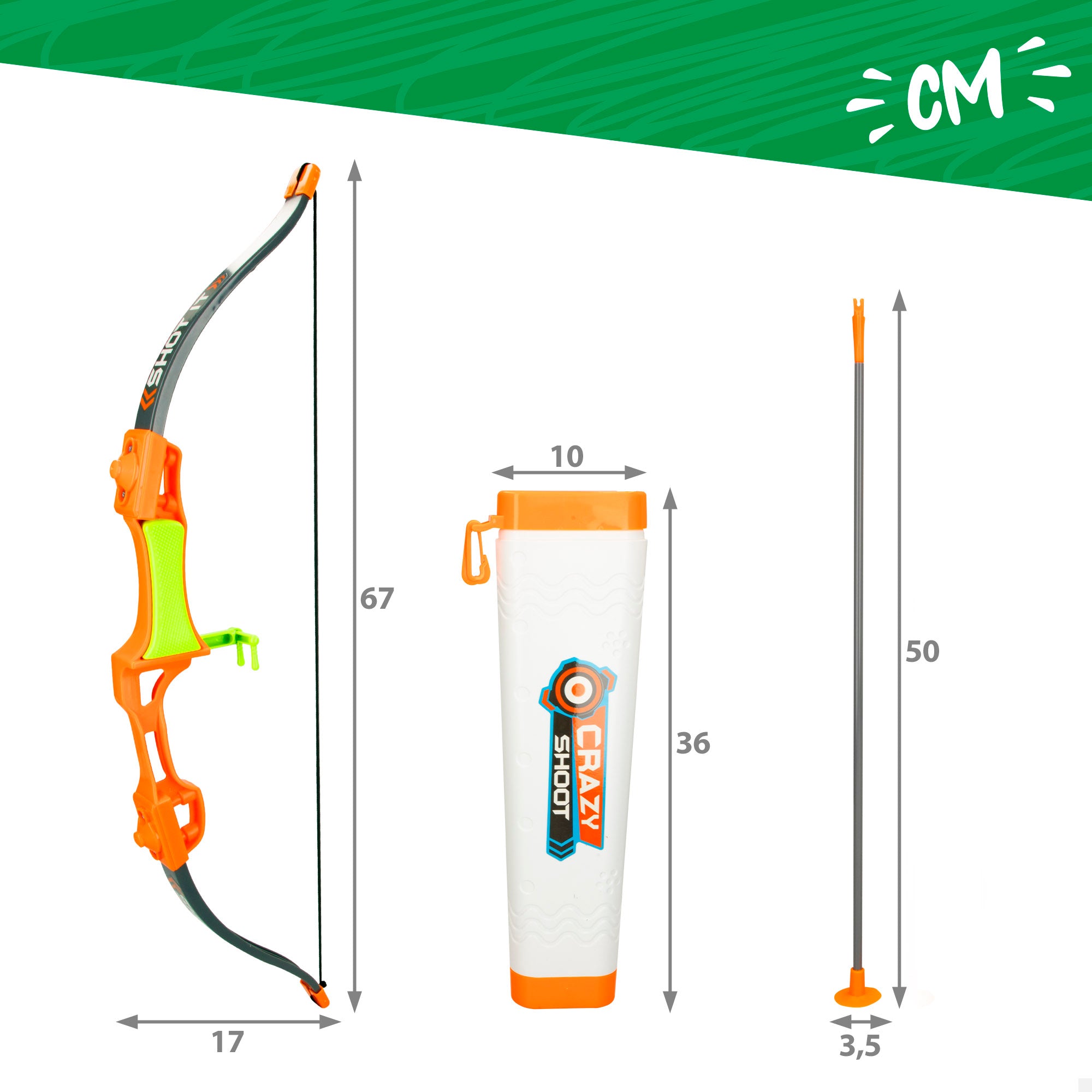 Set arco y flechas 50 cm con dianas y funda Fun Area!