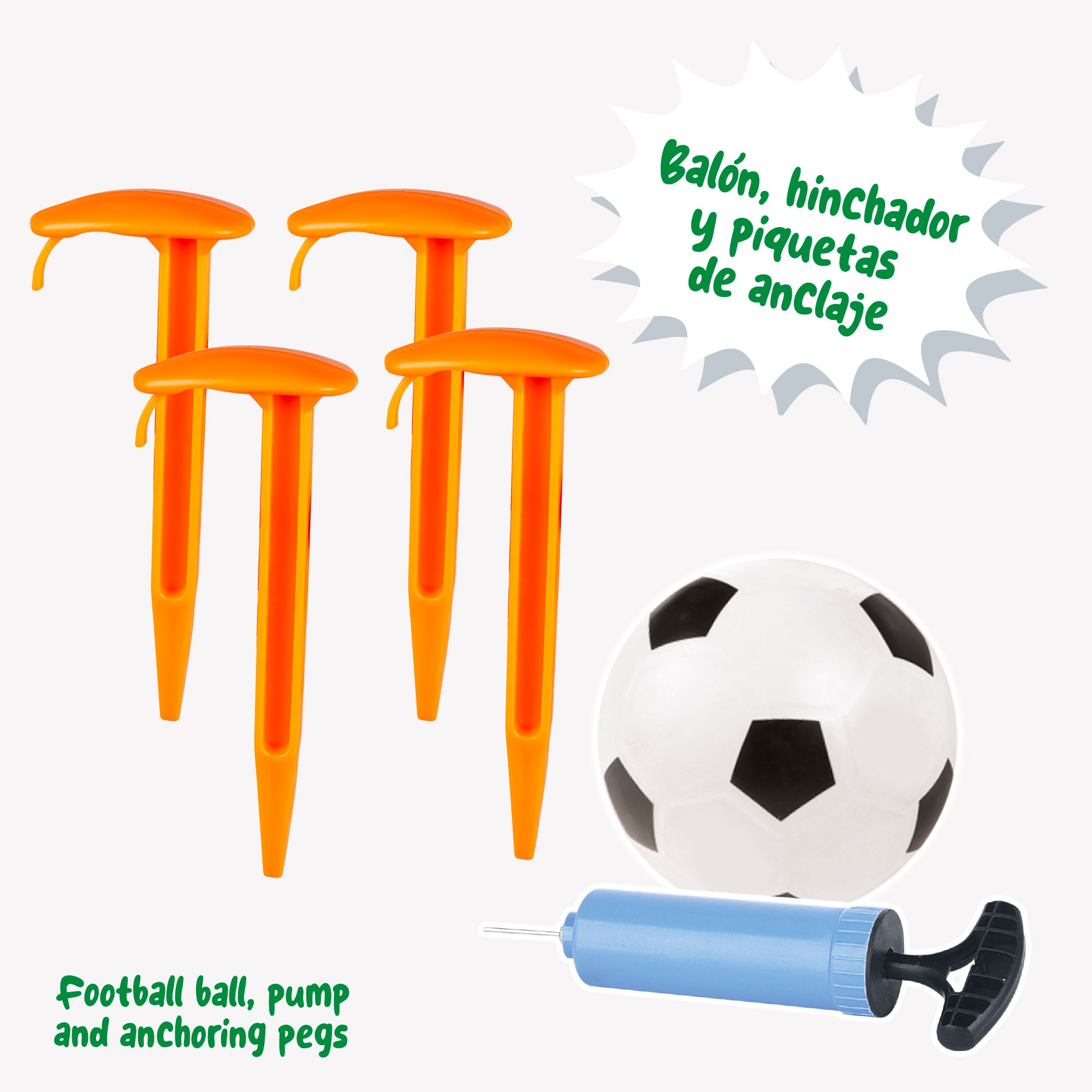 Portería de fútbol para niños con pelota, hinchador y piquetas Fun Area!