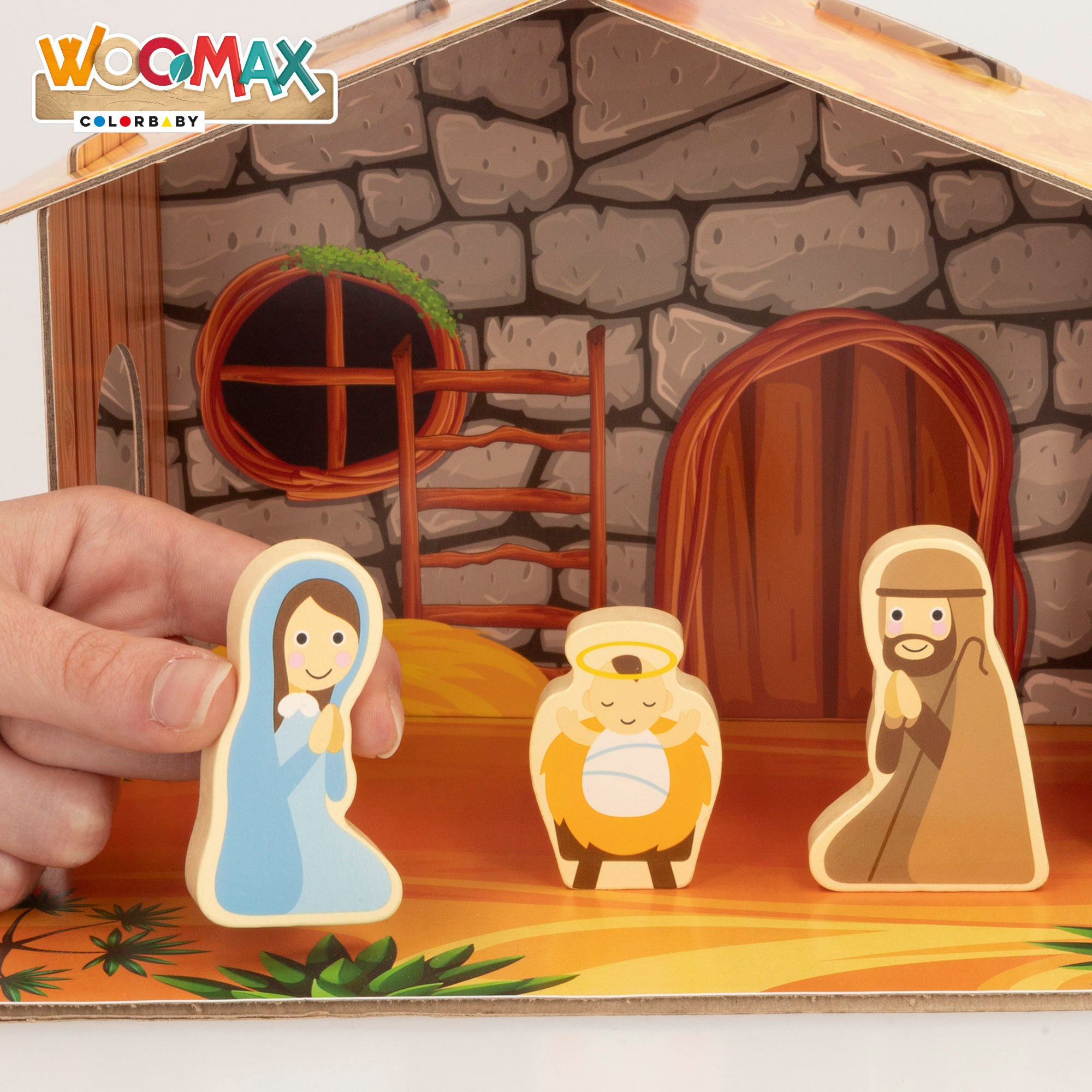 WOOMAX Belén de madera magnético 11 piezas