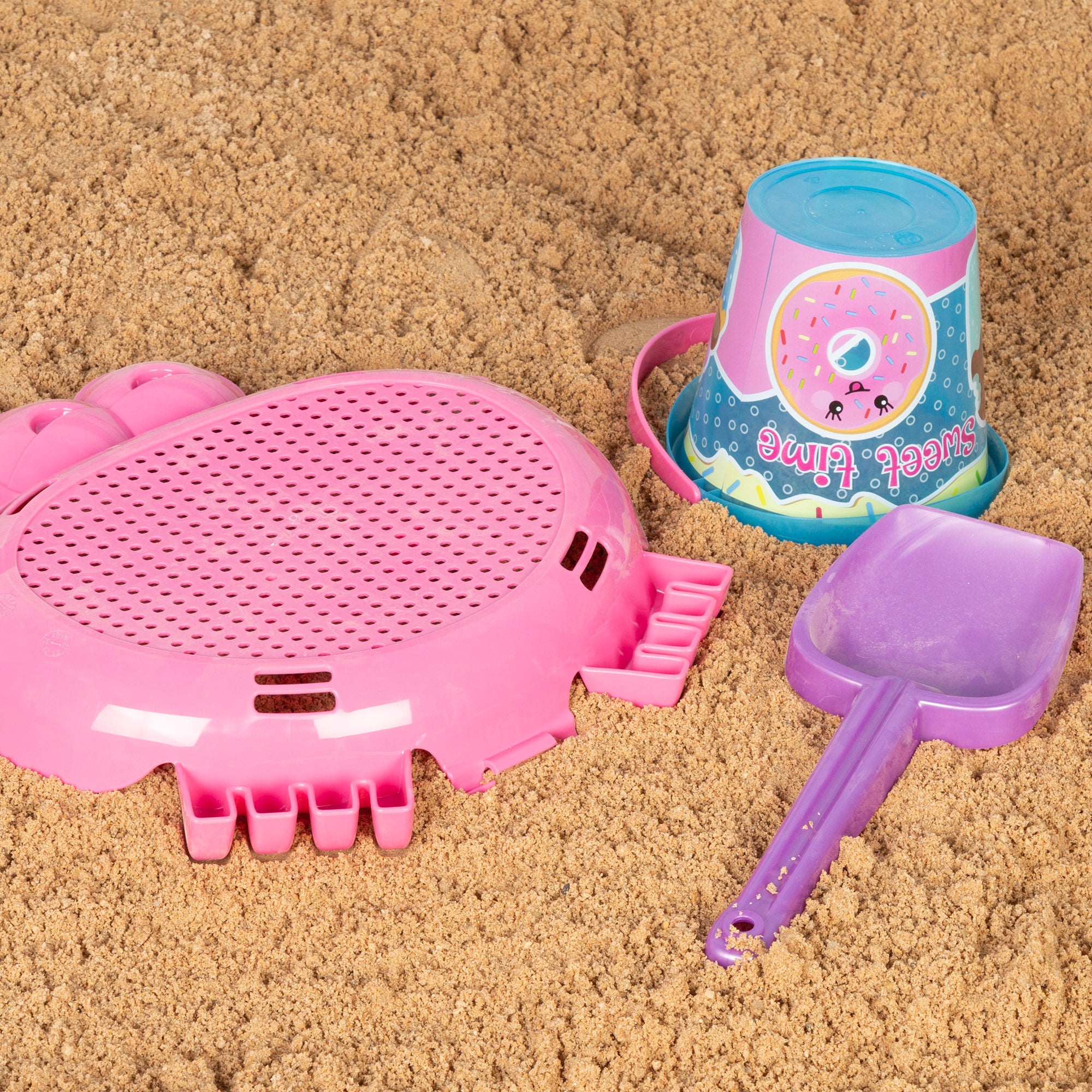 Cubo de playa con accesorios y cangrejo Color Beach