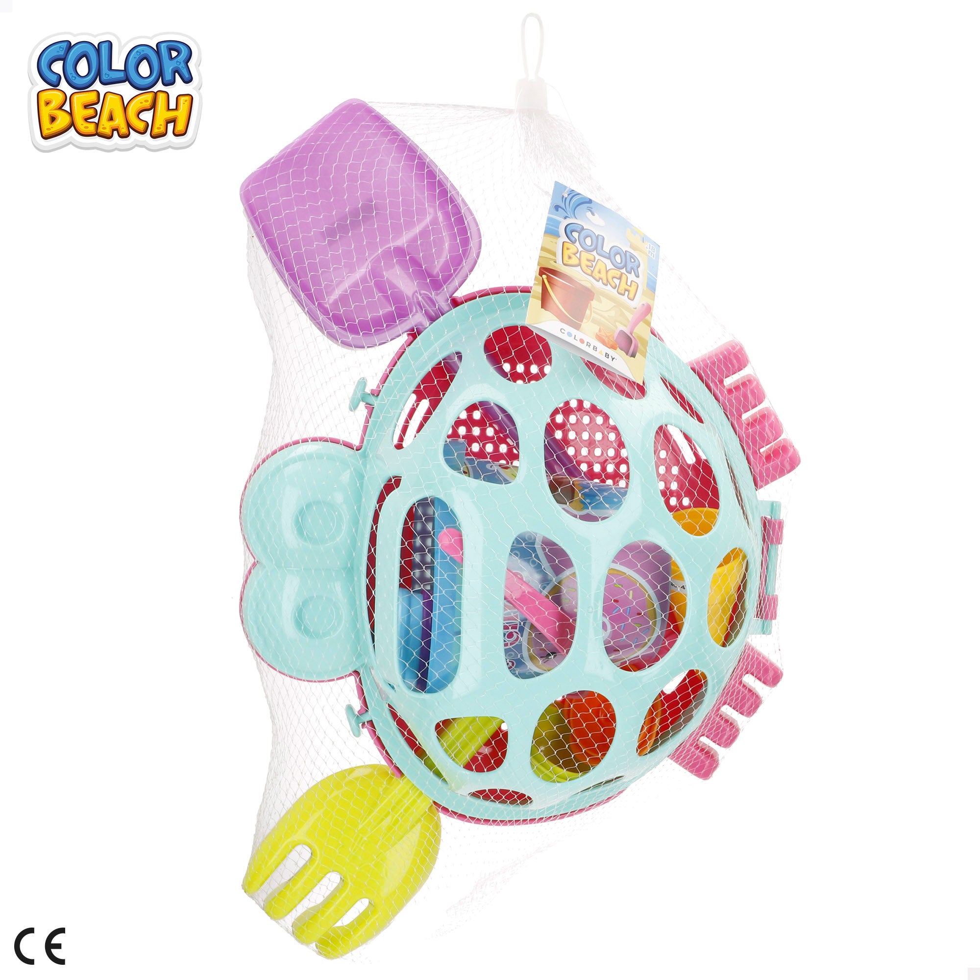 Cubo de playa con accesorios y cangrejo Color Beach
