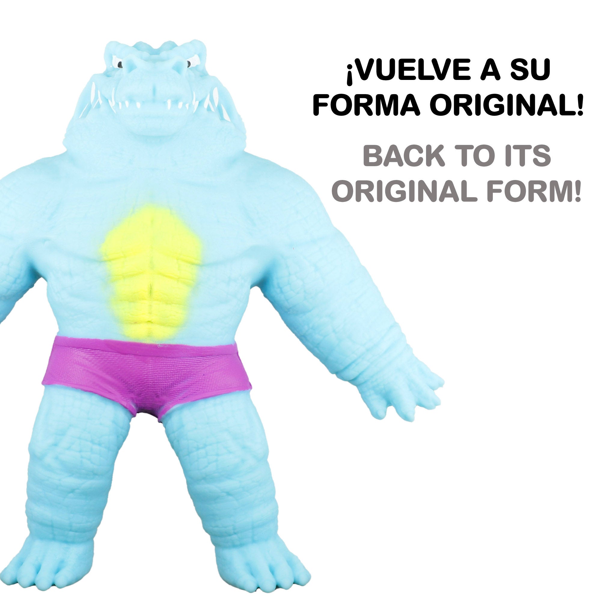 Muñeco elástico antiestrés cocodrilo fluorescente Stretchapalz