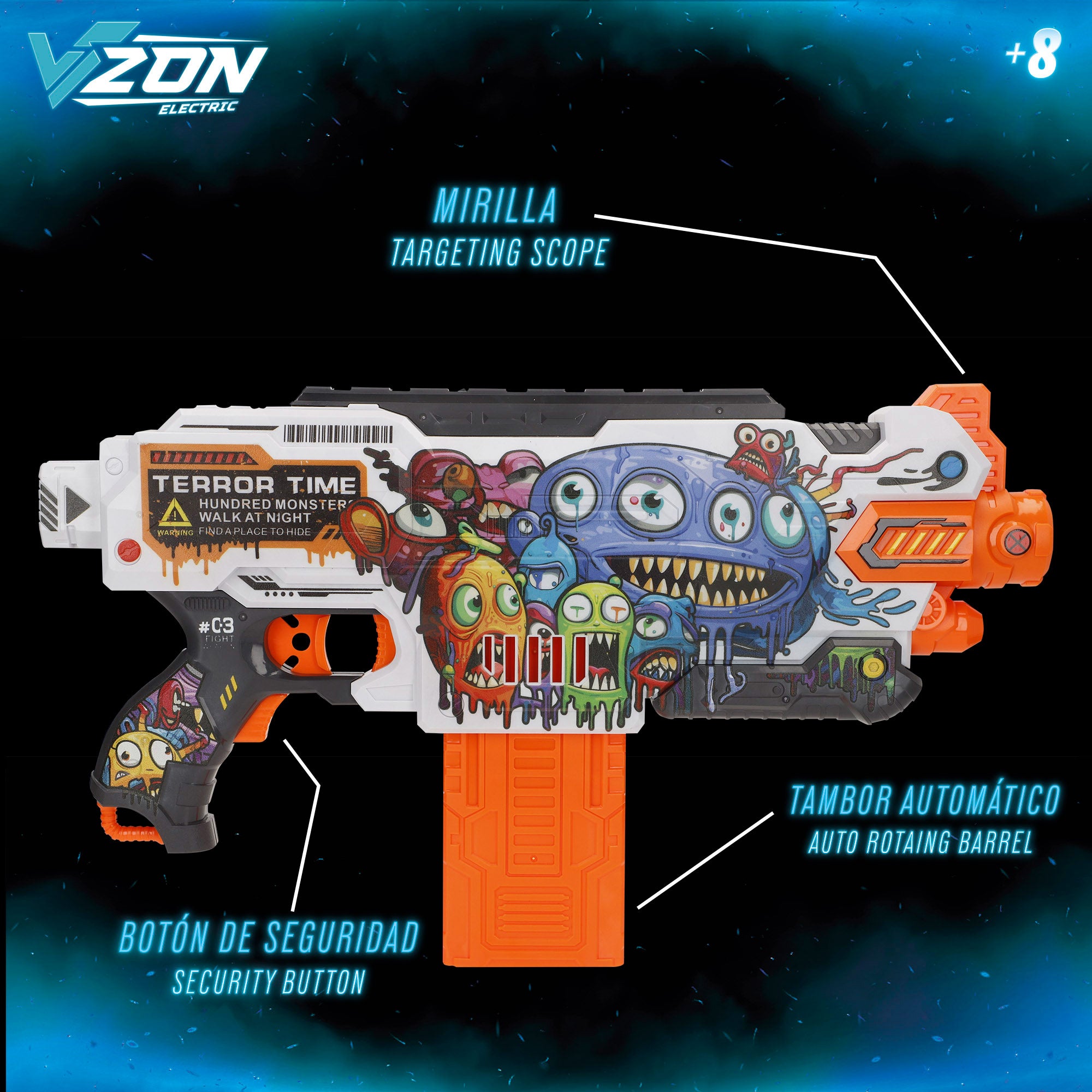 Pistola de juguete eléctrica monstruos con 24 dardos de espuma V-Zone