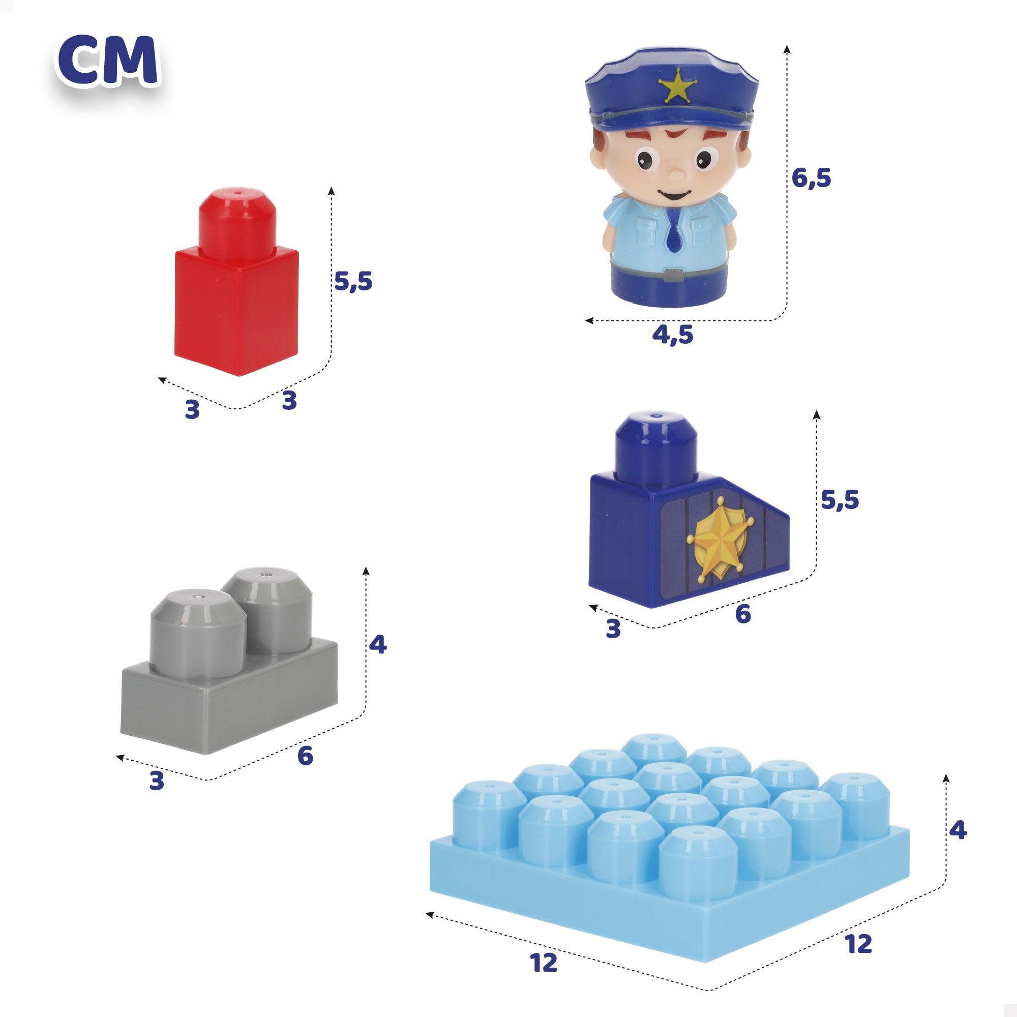 Juego bloques de construcción policía 20 piezas COLORBABY
