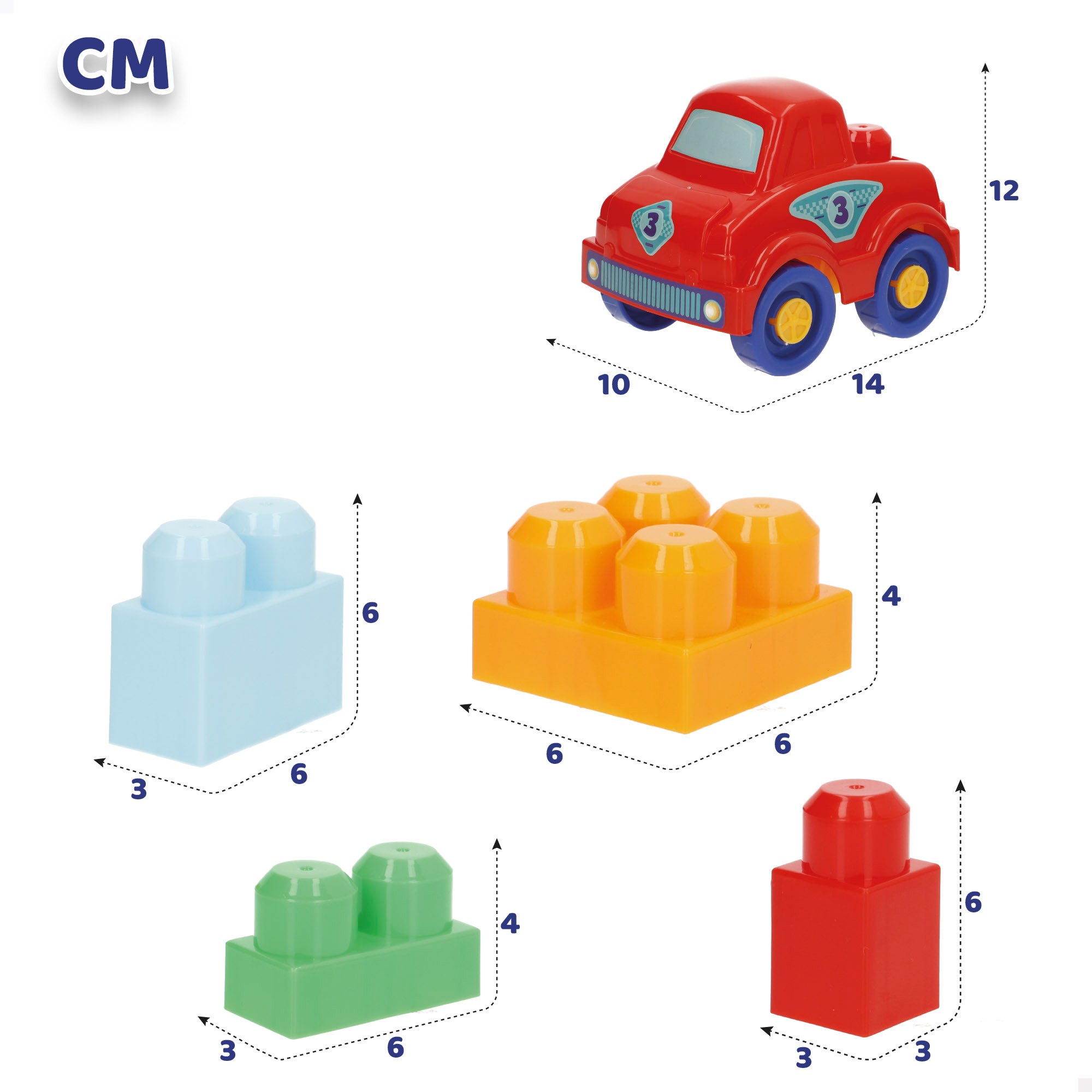 Juego bloques de construcción coche carreras 25 piezas COLORBABY