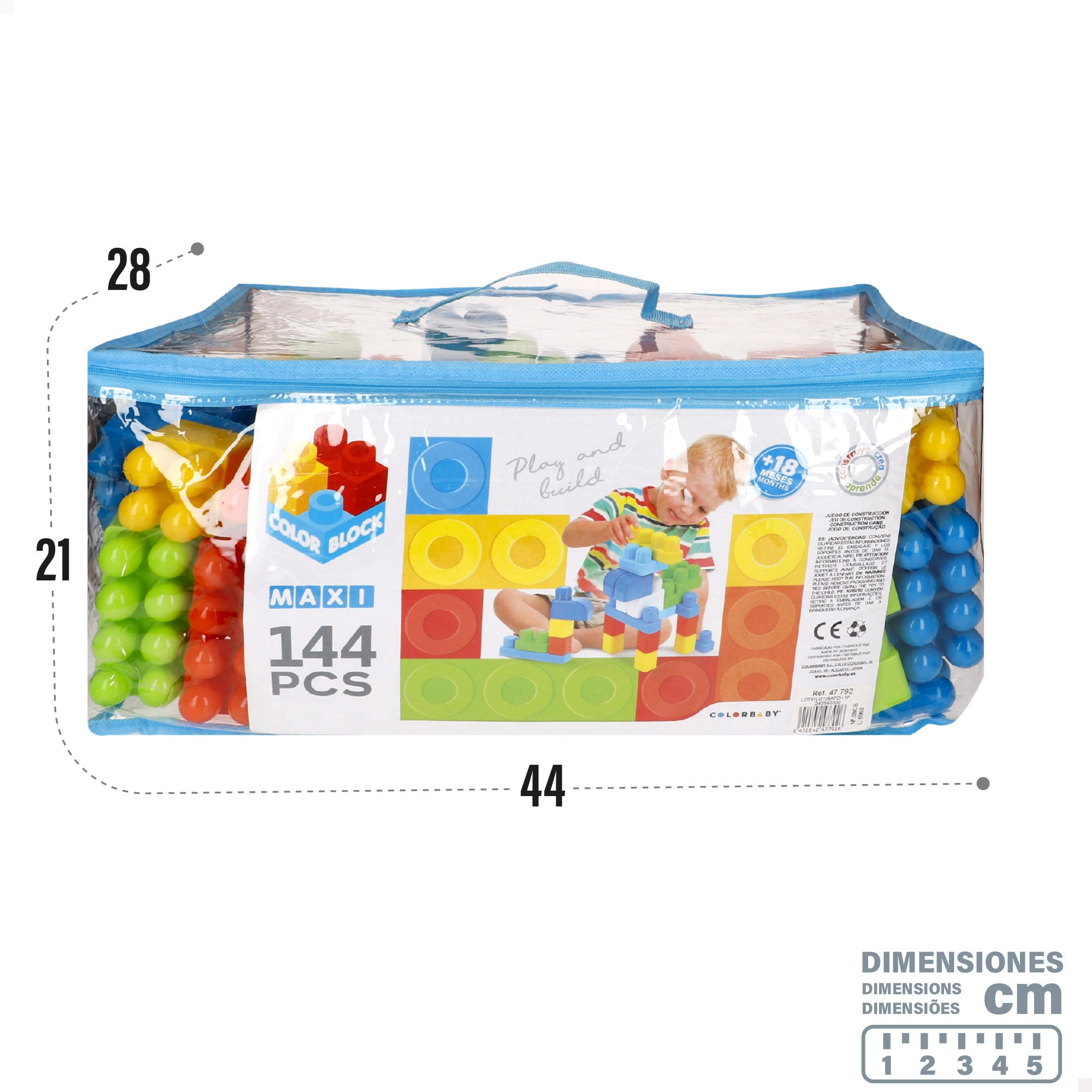 Juego de bloques de construcción 144 piezas Maxi Color Block
