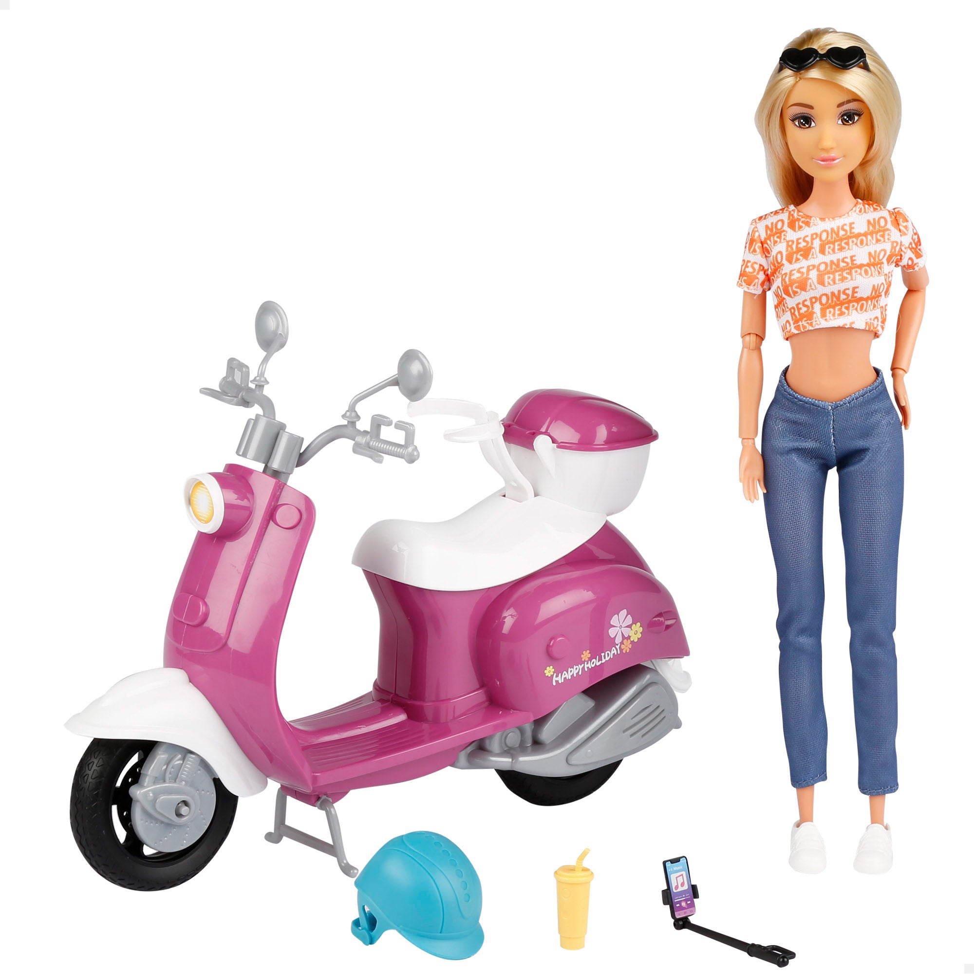 Muñeca con scooter y accesorios Isabella