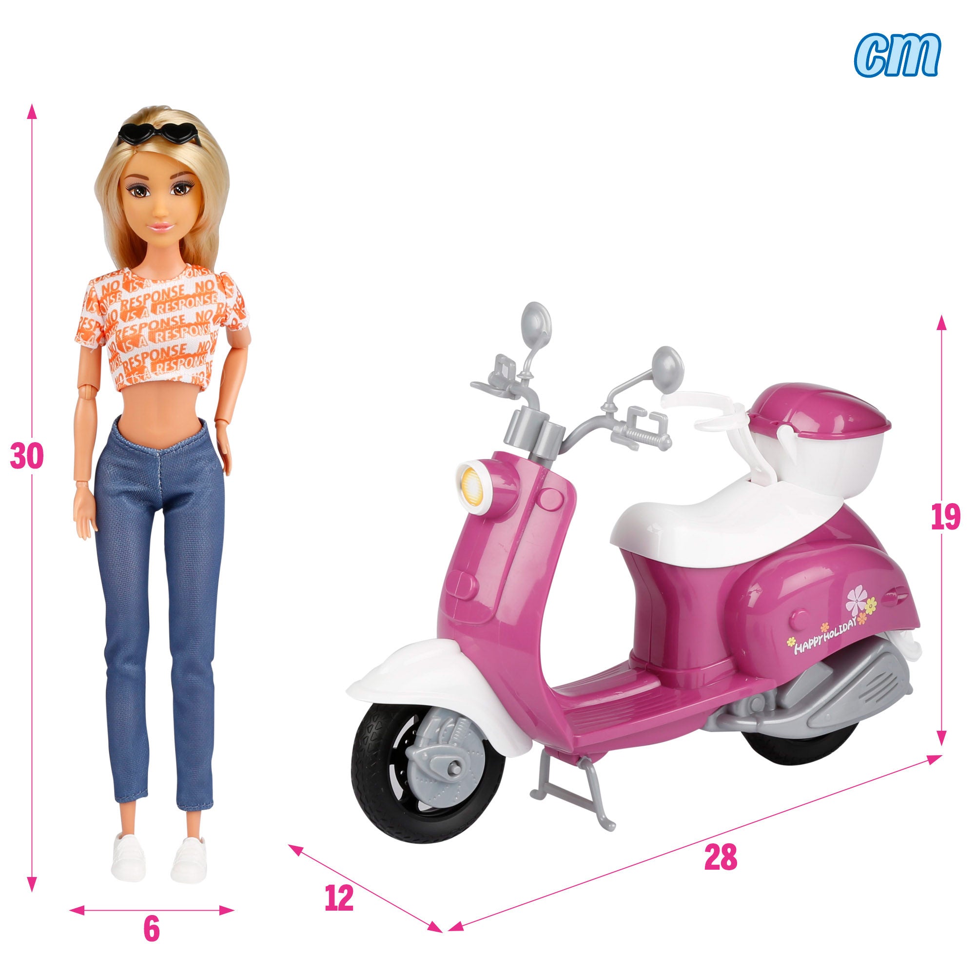 Muñeca con scooter y accesorios Isabella