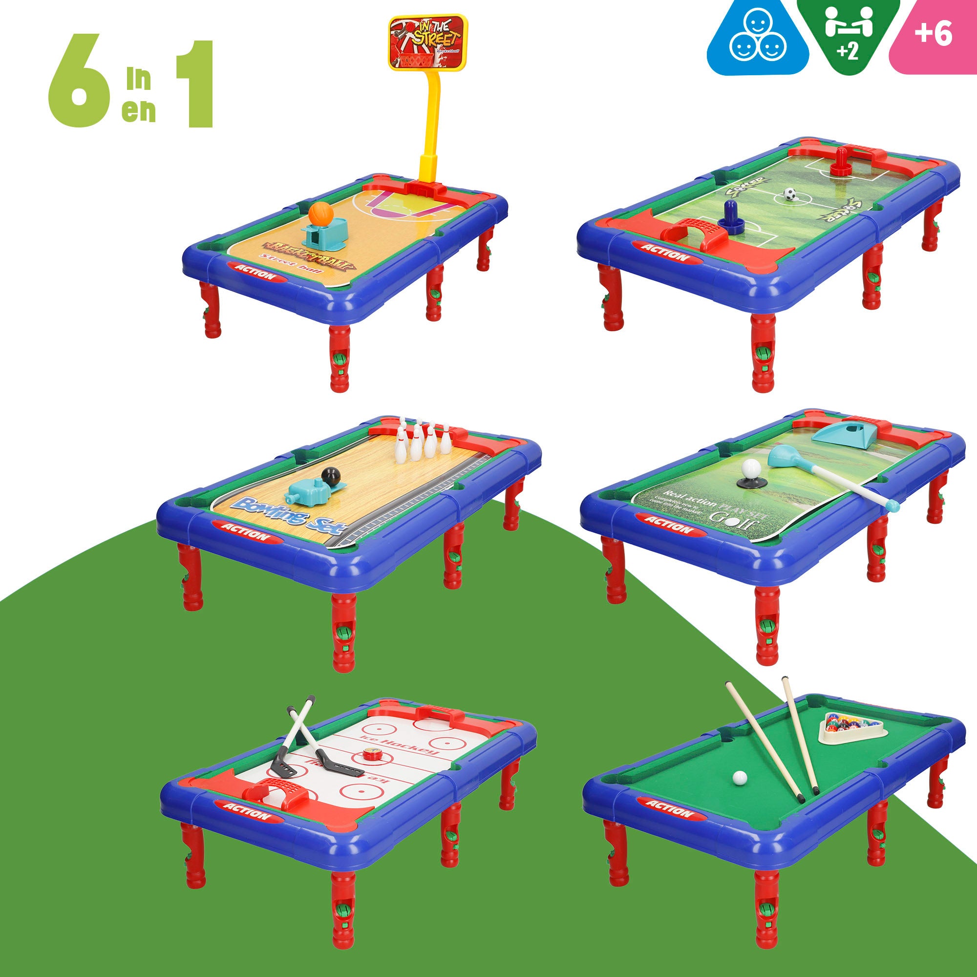 Mesa multijuegos 6 juegos de mesa en 1 43x25x12 cm