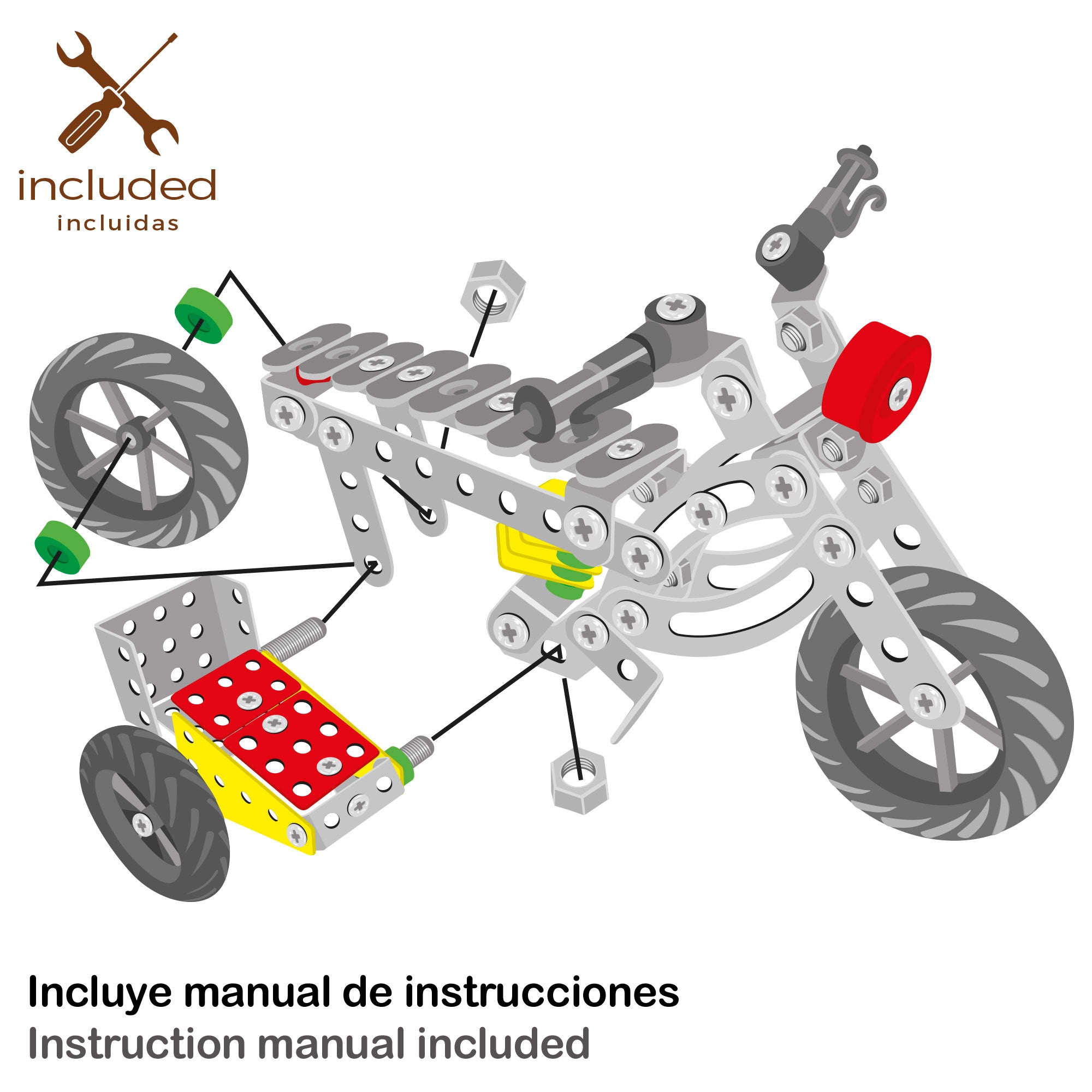 Juego construcción 5 motos de metal 283 piezas Smart Theory