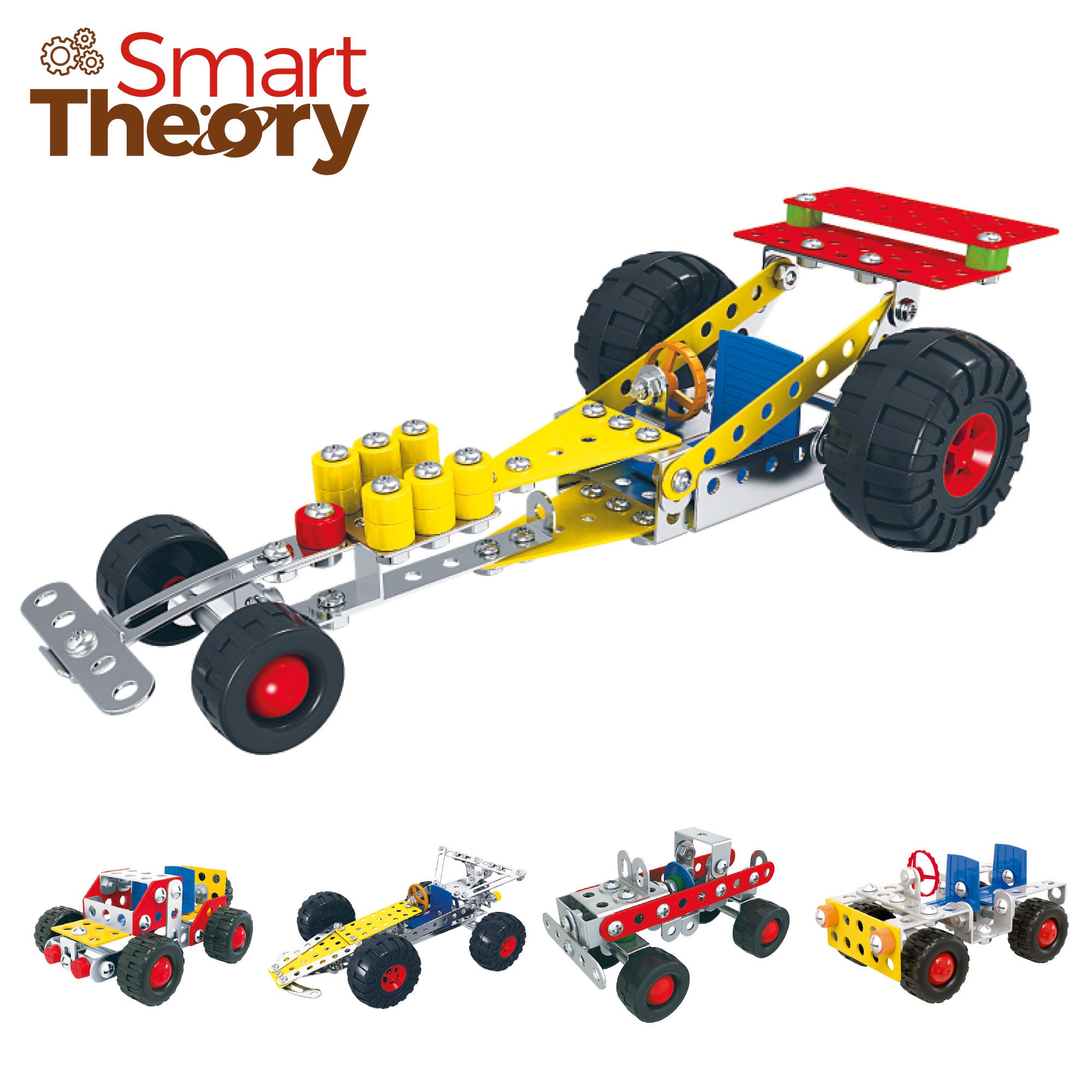 Juego construcción 5 coches de metal 236 piezas Smart Theory