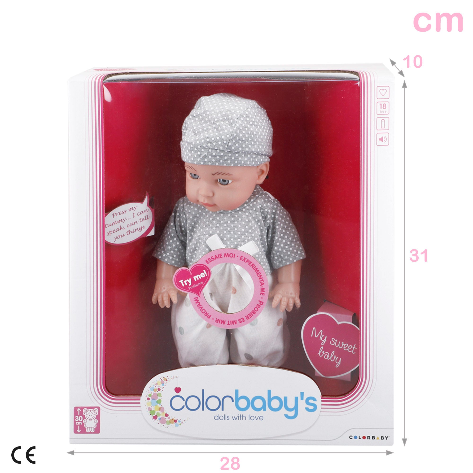 Muñeco bebé 30 cm con sonido COLORBABY